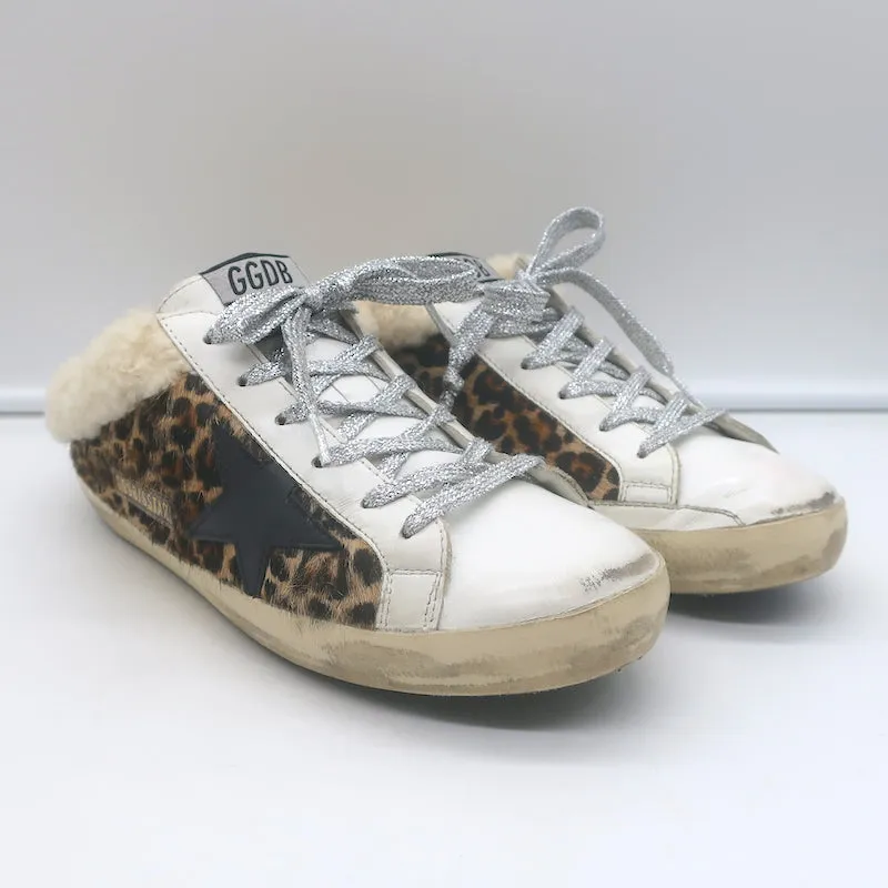 Golden Goose Superstar Sabot Sneakers en Poil de Poney Léopard avec Doublure en Mouton Taille 38