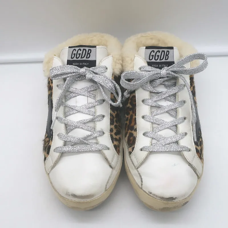 Golden Goose Superstar Sabot Sneakers en Poil de Poney Léopard avec Doublure en Mouton Taille 38