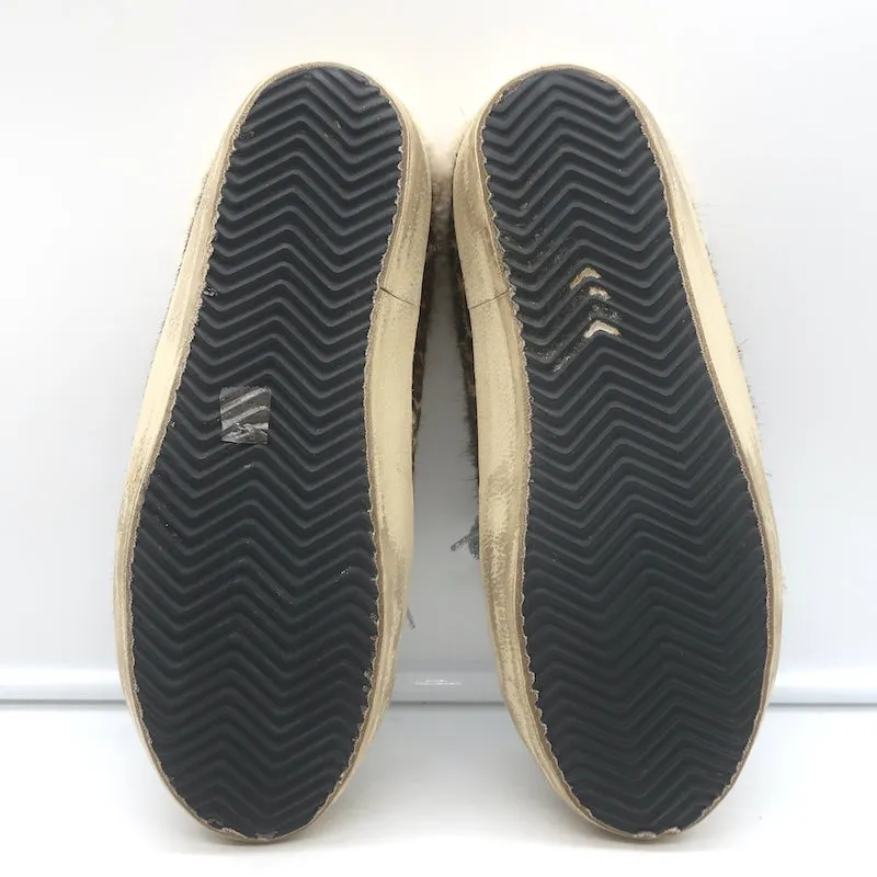 Golden Goose Superstar Sabot Sneakers en Poil de Poney Léopard avec Doublure en Mouton Taille 38