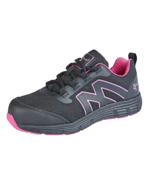 Chaussures de Sécurité Grafters pour Femmes en Maille Nylon Noir et Rose Vif