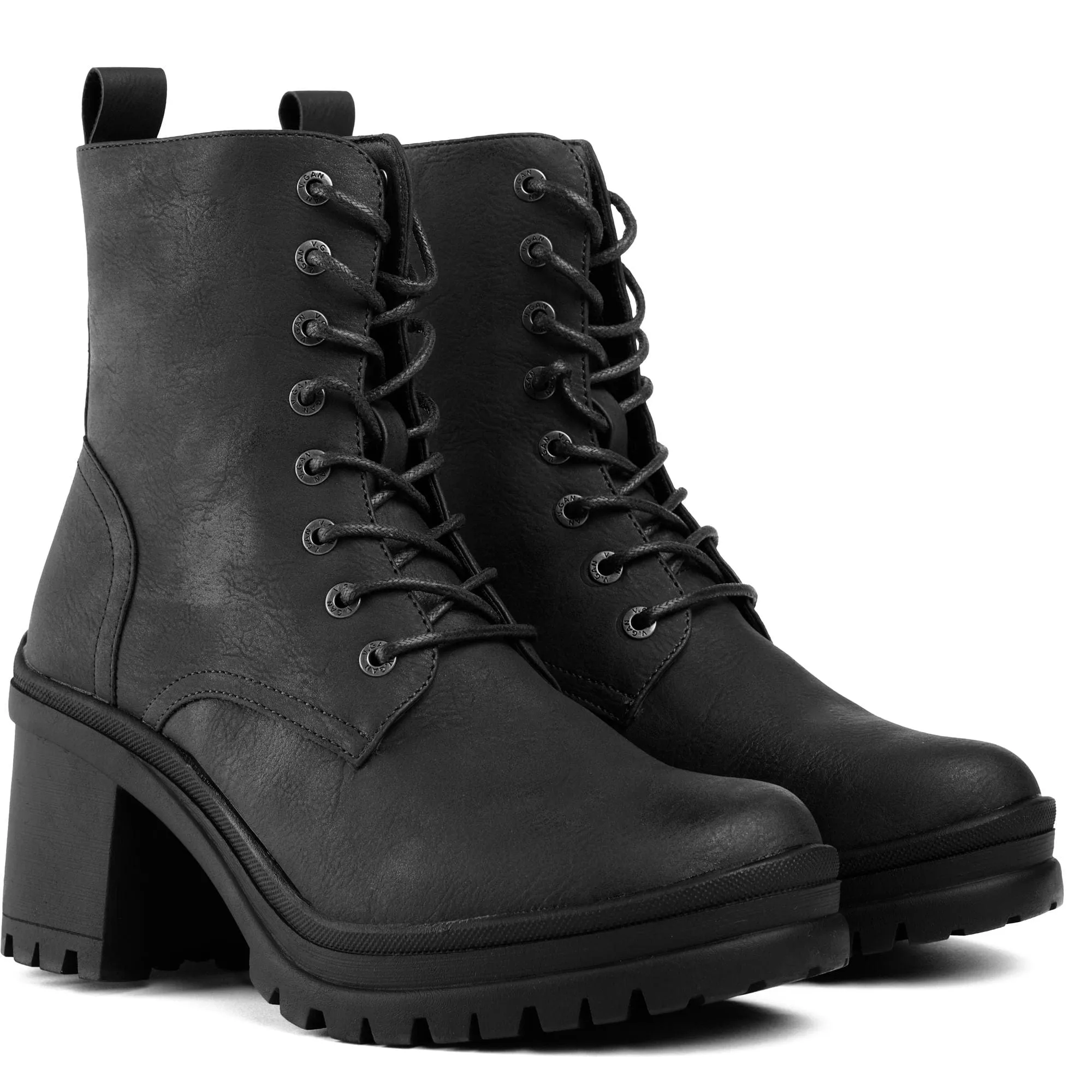 Bottes lacées en simili-cuir vegan pour femmes Guava | Noir