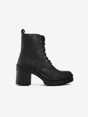 Bottes lacées en simili-cuir vegan pour femmes Guava | Noir