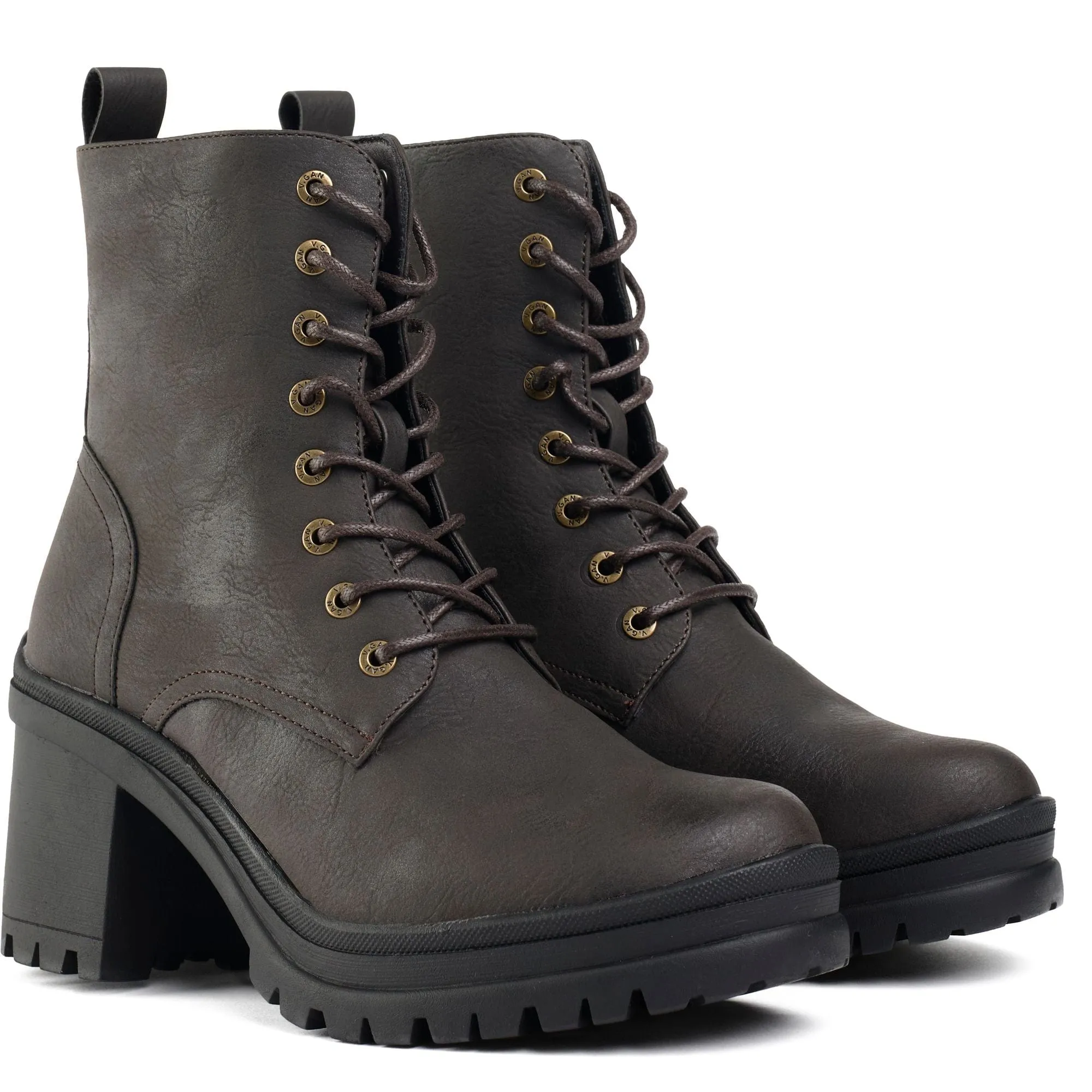 Bottes femme en simili cuir vegan Guava à lacets | Marron
