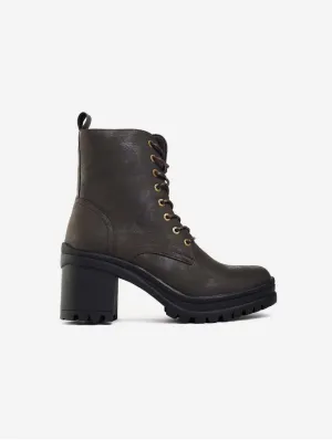 Bottes femme en simili cuir vegan Guava à lacets | Marron