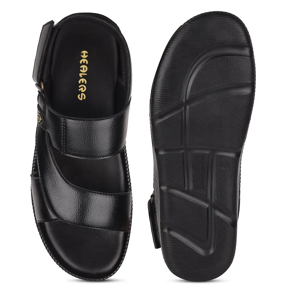 Sandale Décontractée Noire Healers Pour Hommes VCL-103 Par Liberty