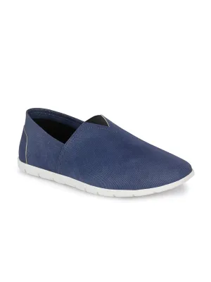 Chaussures décontractées à enfiler en cuir bleu pour hommes Hitz