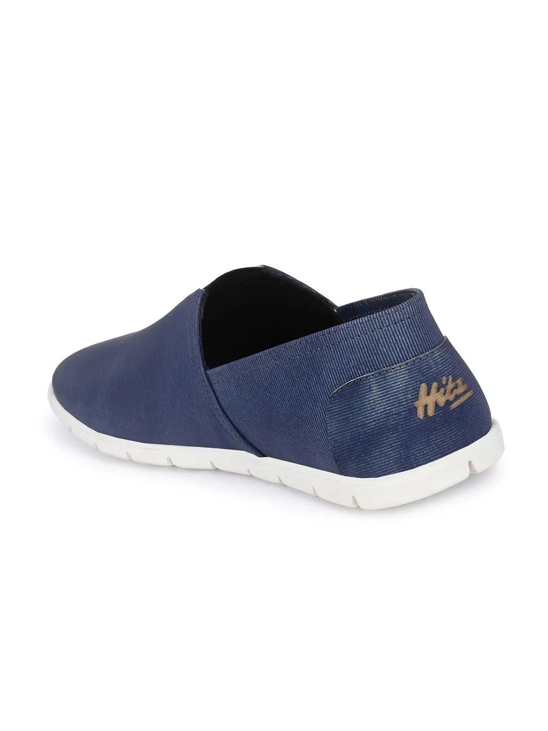 Chaussures décontractées à enfiler en cuir bleu pour hommes Hitz
