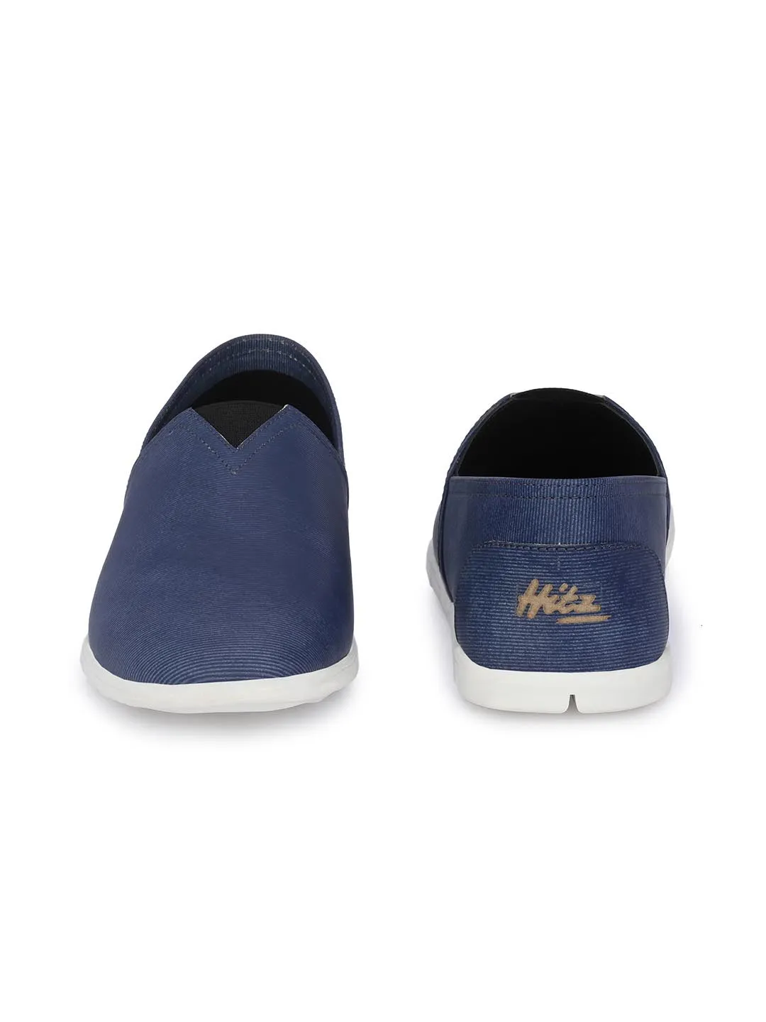 Chaussures décontractées à enfiler en cuir bleu pour hommes Hitz