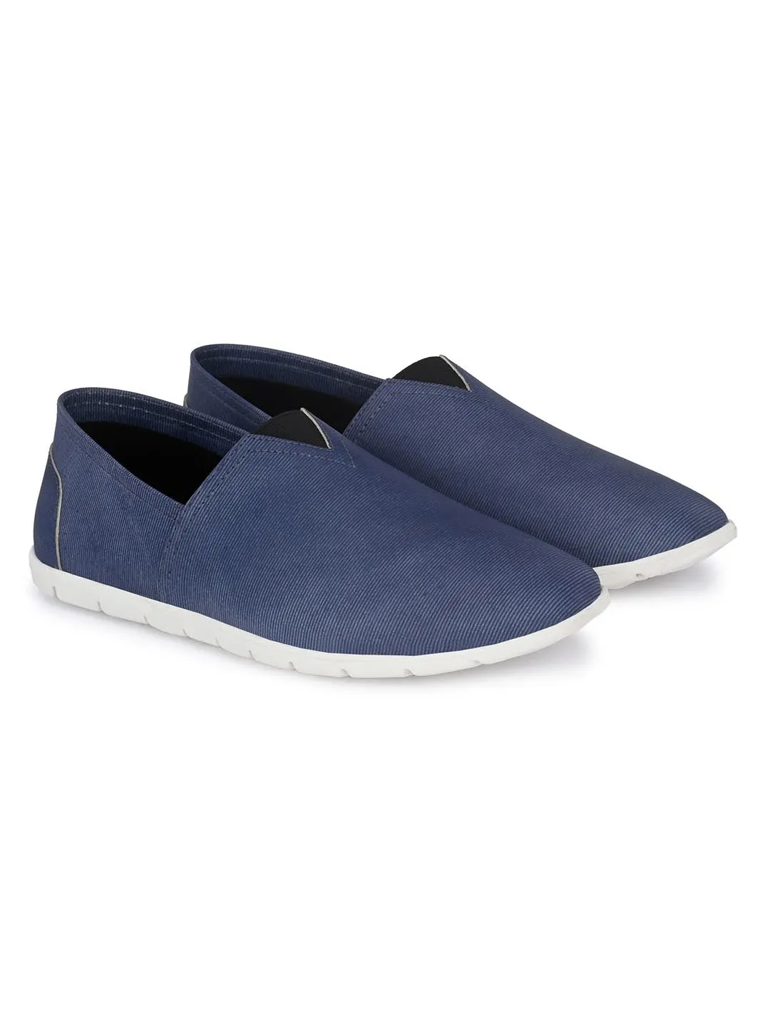Chaussures décontractées à enfiler en cuir bleu pour hommes Hitz