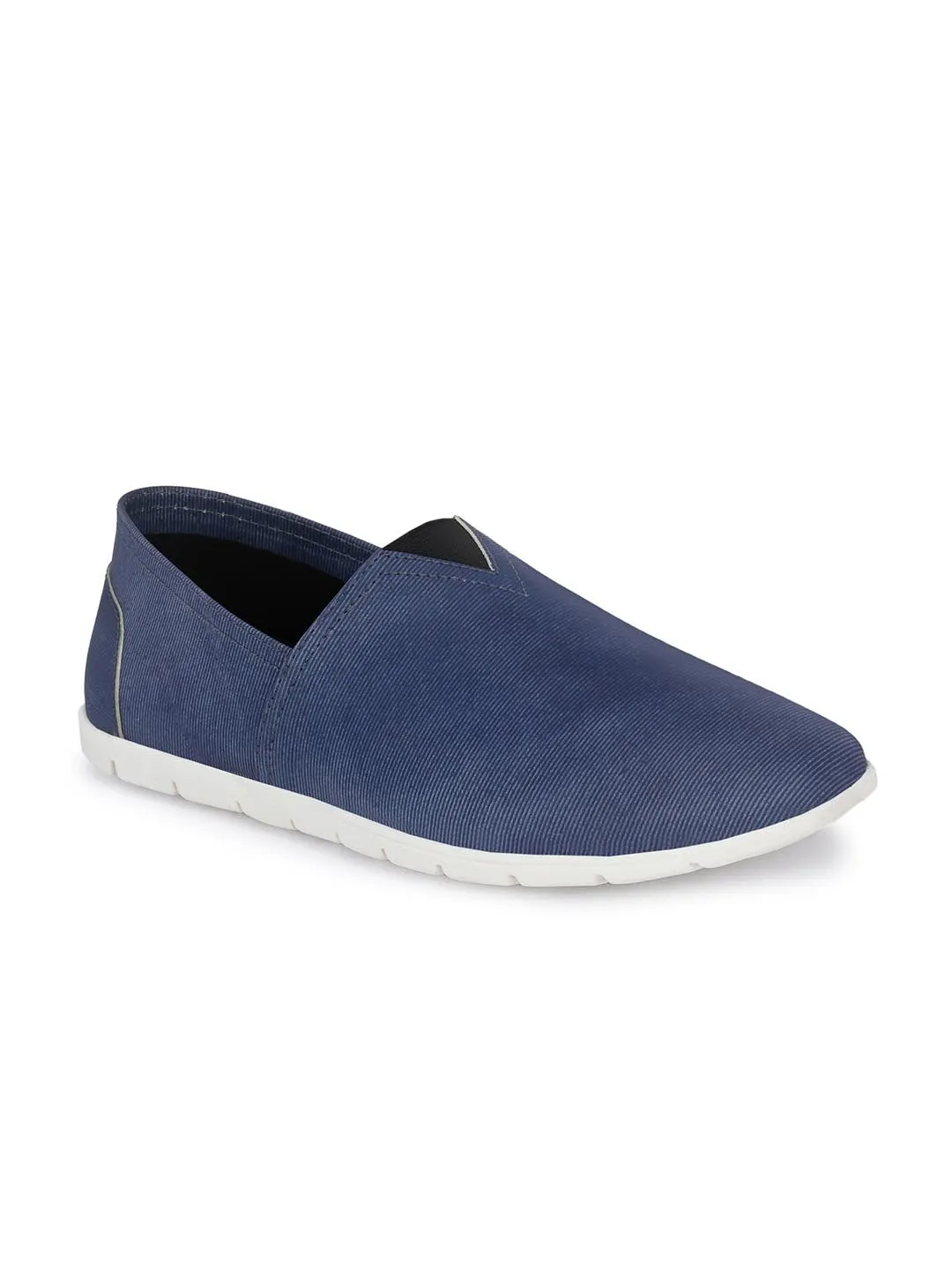 Chaussures décontractées à enfiler en cuir bleu pour hommes Hitz