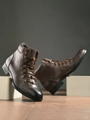 Bottes chelsea en cuir marron pour hommes à lacets Hitz