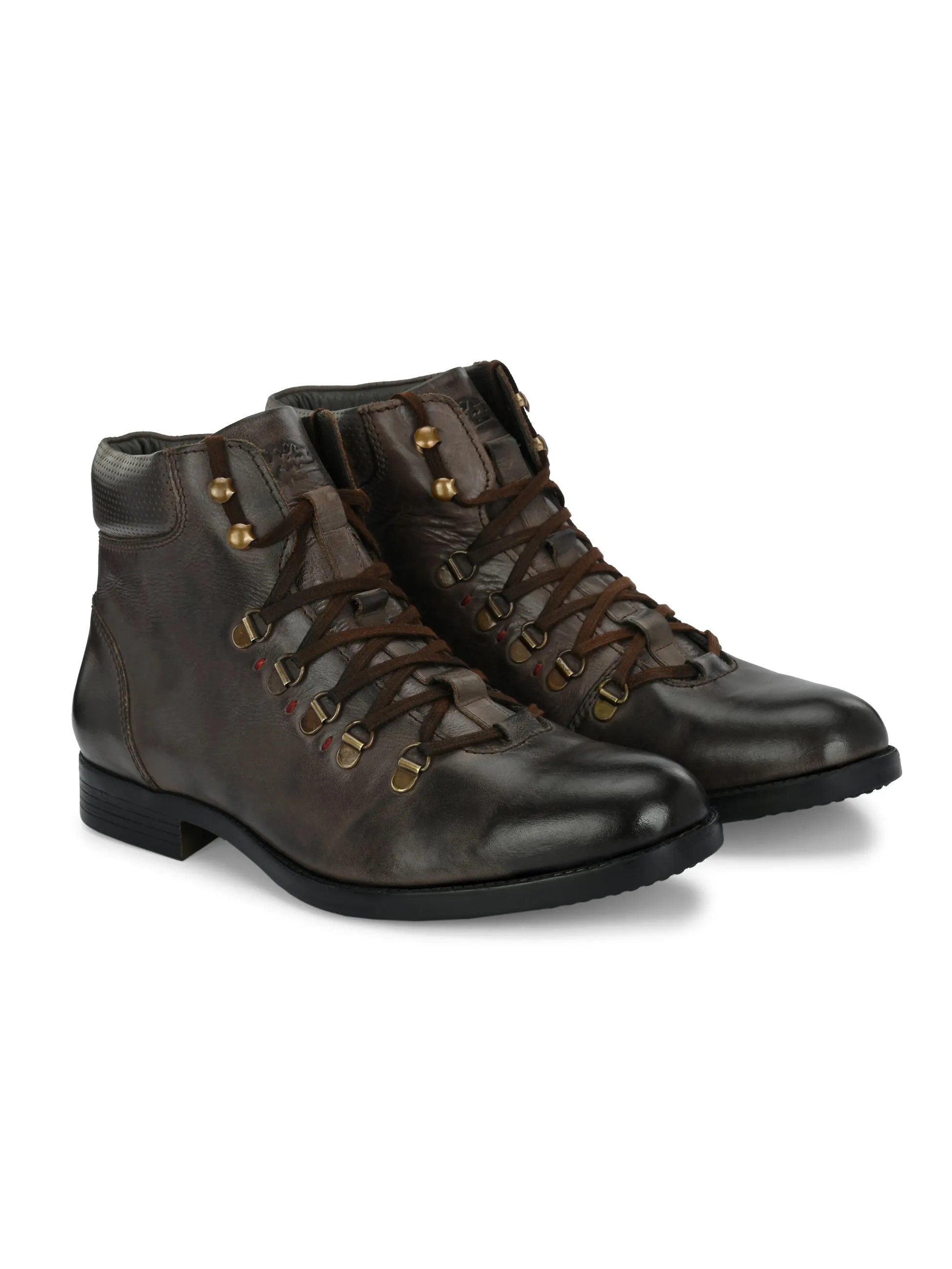 Bottes chelsea en cuir marron pour hommes à lacets Hitz