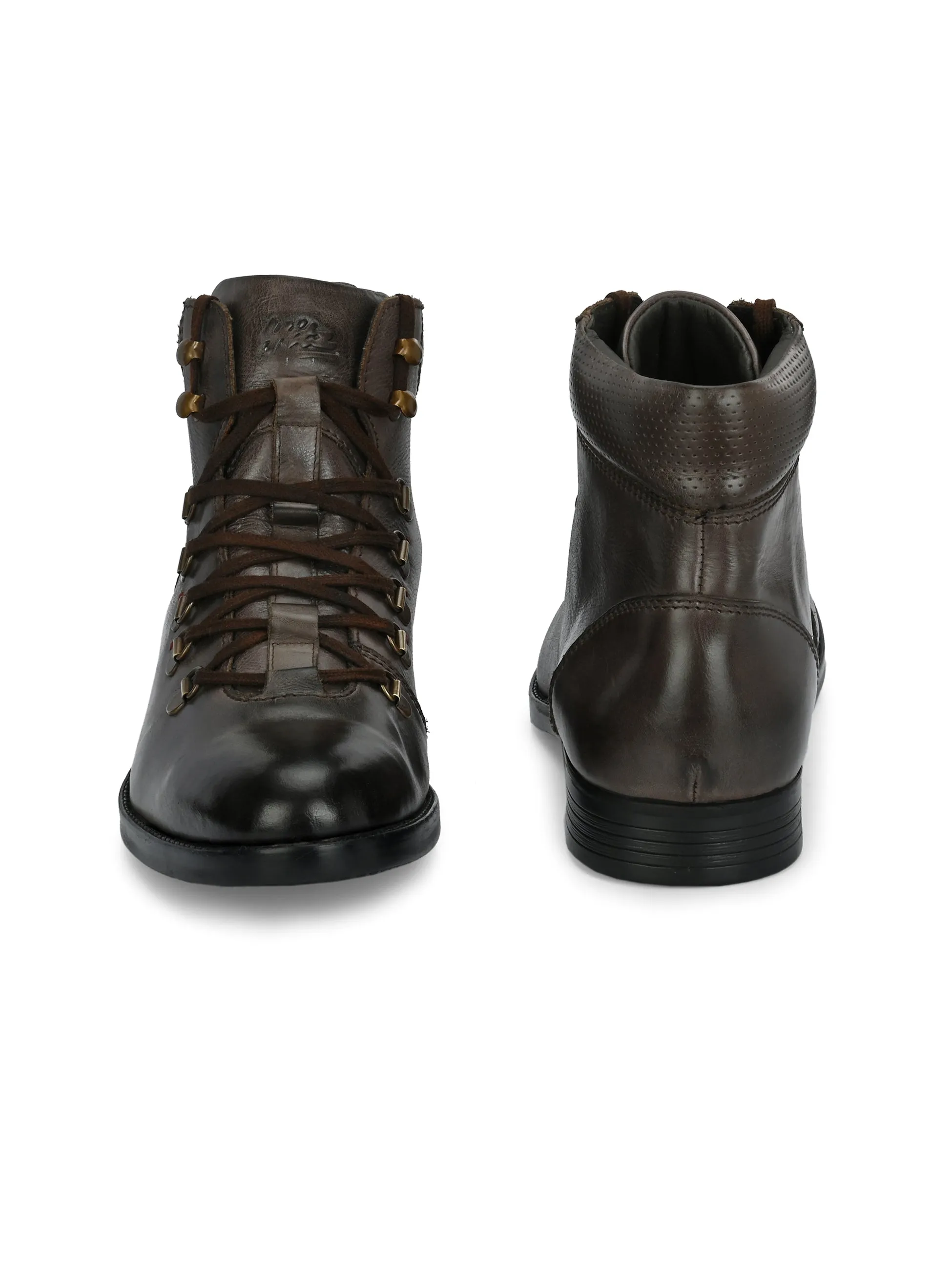 Bottes chelsea en cuir marron pour hommes à lacets Hitz