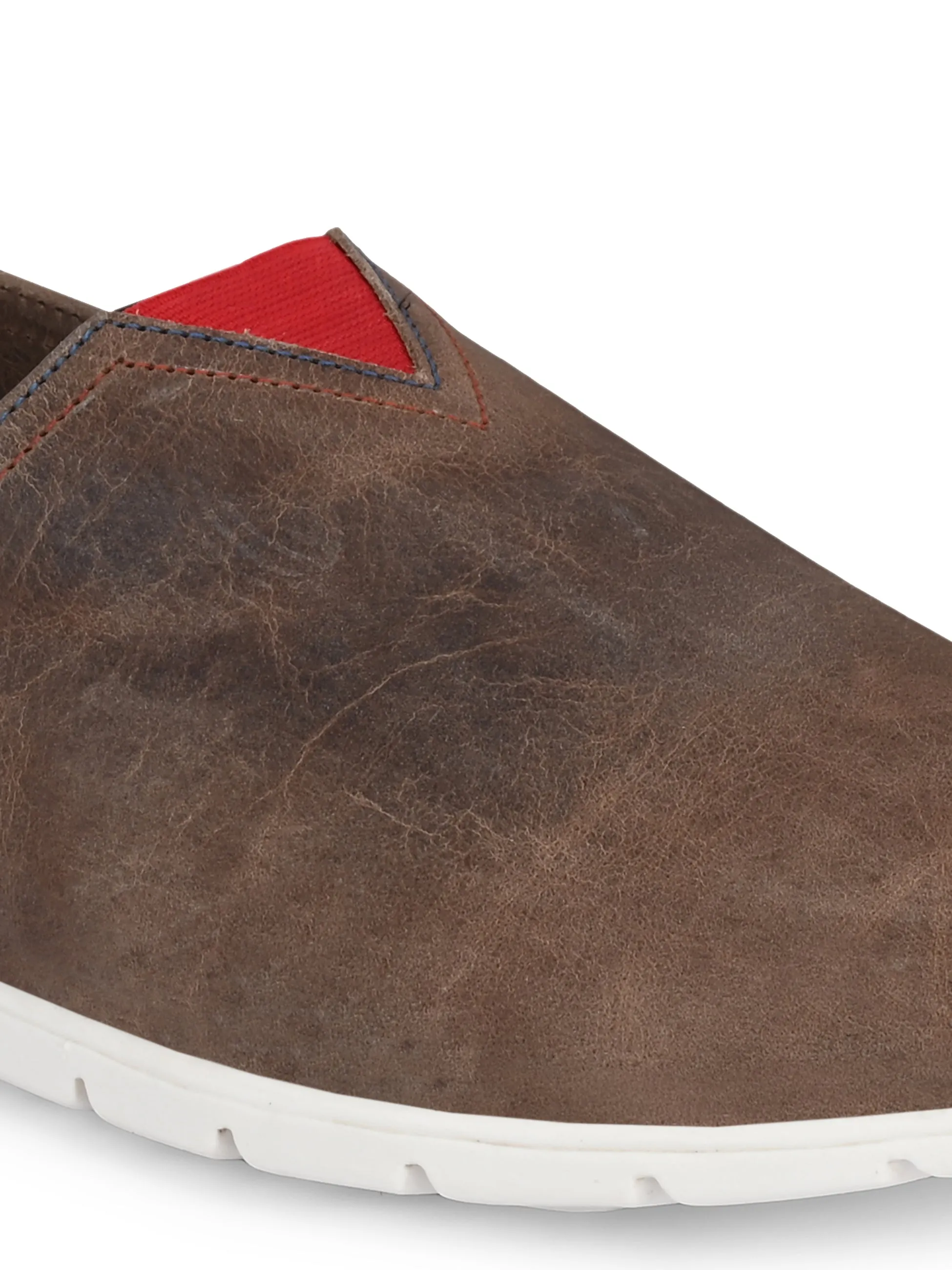 Chaussures décontractées à enfiler en cuir marron pour hommes Hitz