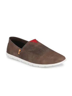 Chaussures décontractées à enfiler en cuir marron pour hommes Hitz