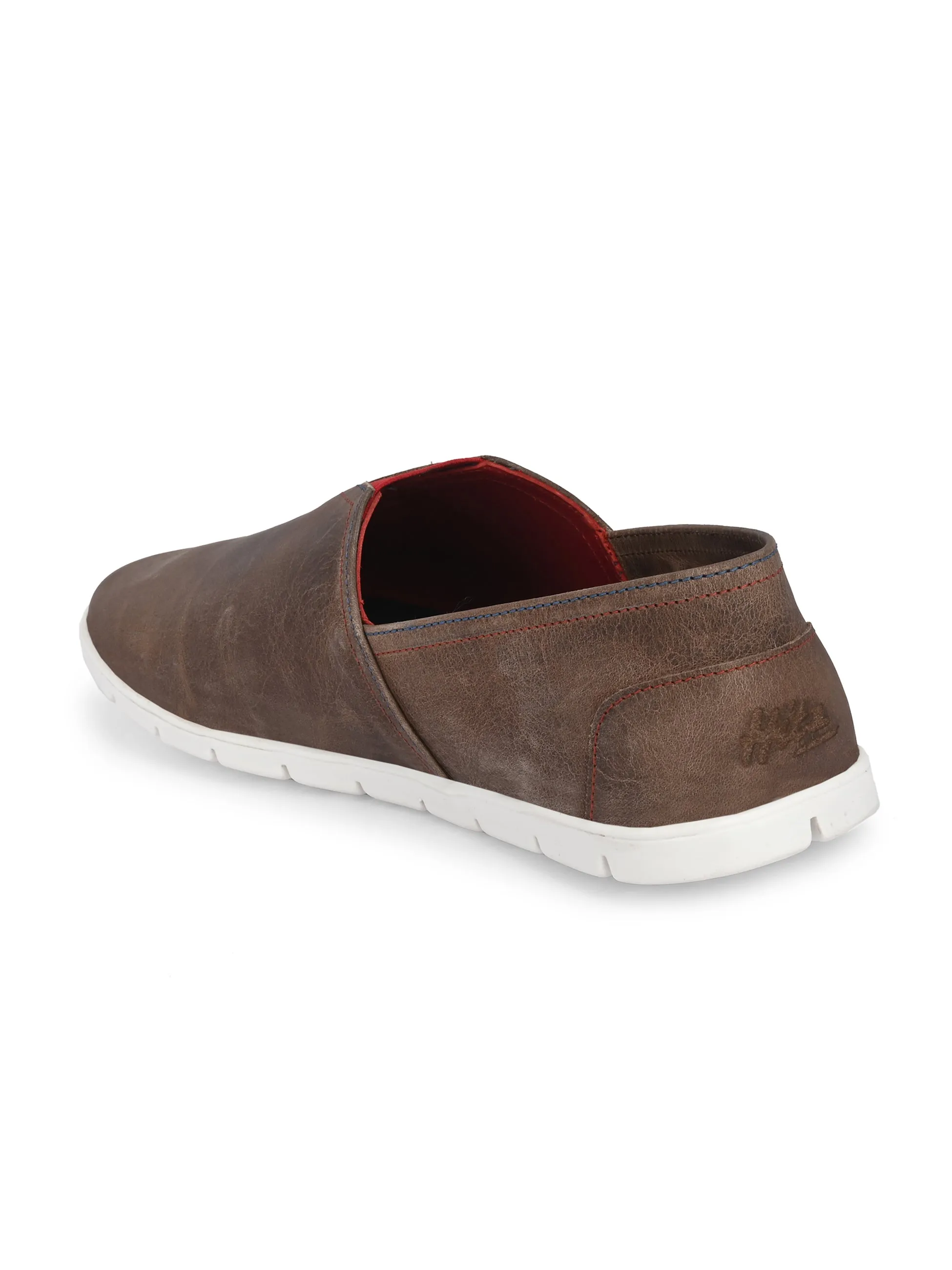 Chaussures décontractées à enfiler en cuir marron pour hommes Hitz