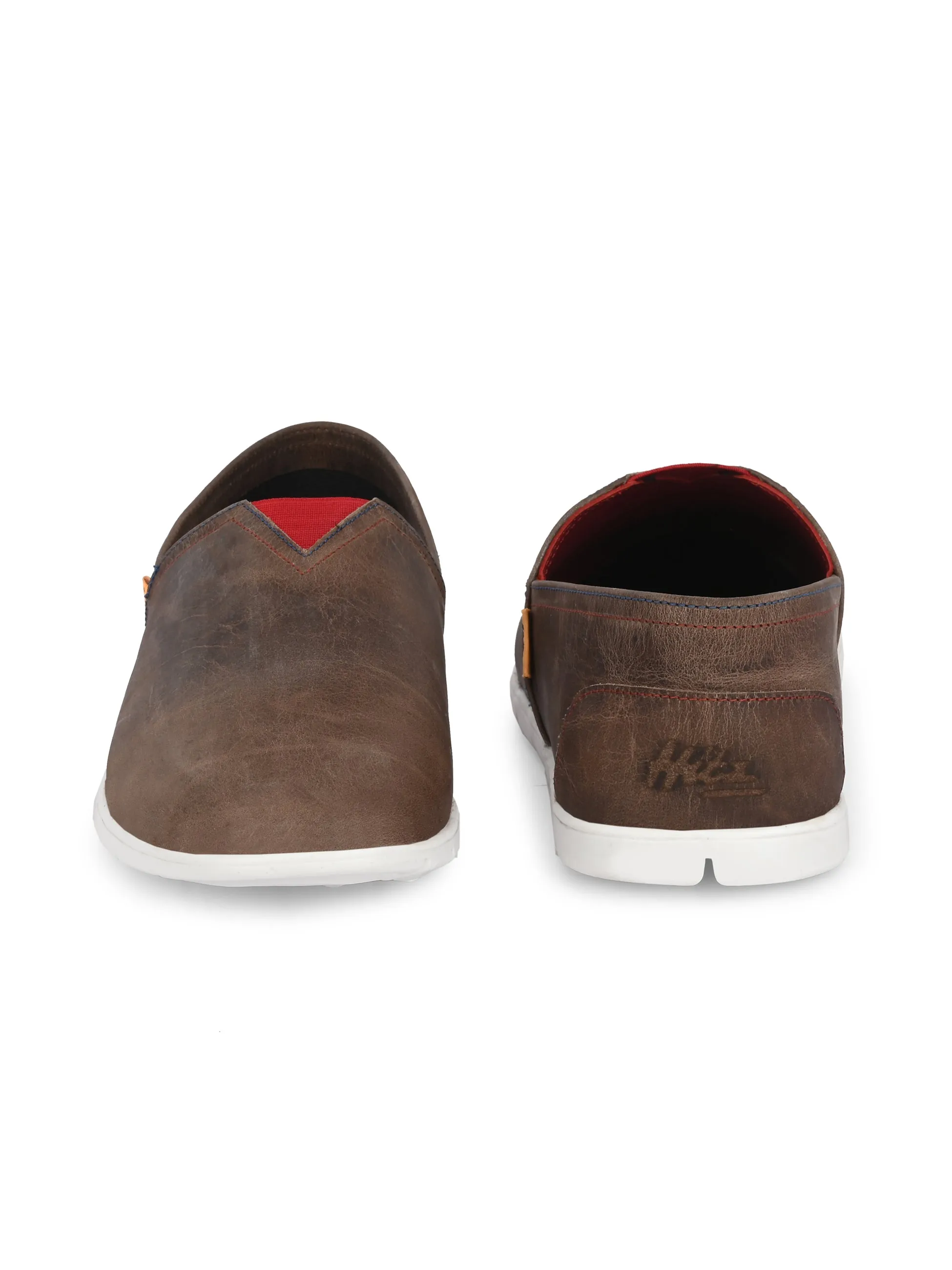 Chaussures décontractées à enfiler en cuir marron pour hommes Hitz