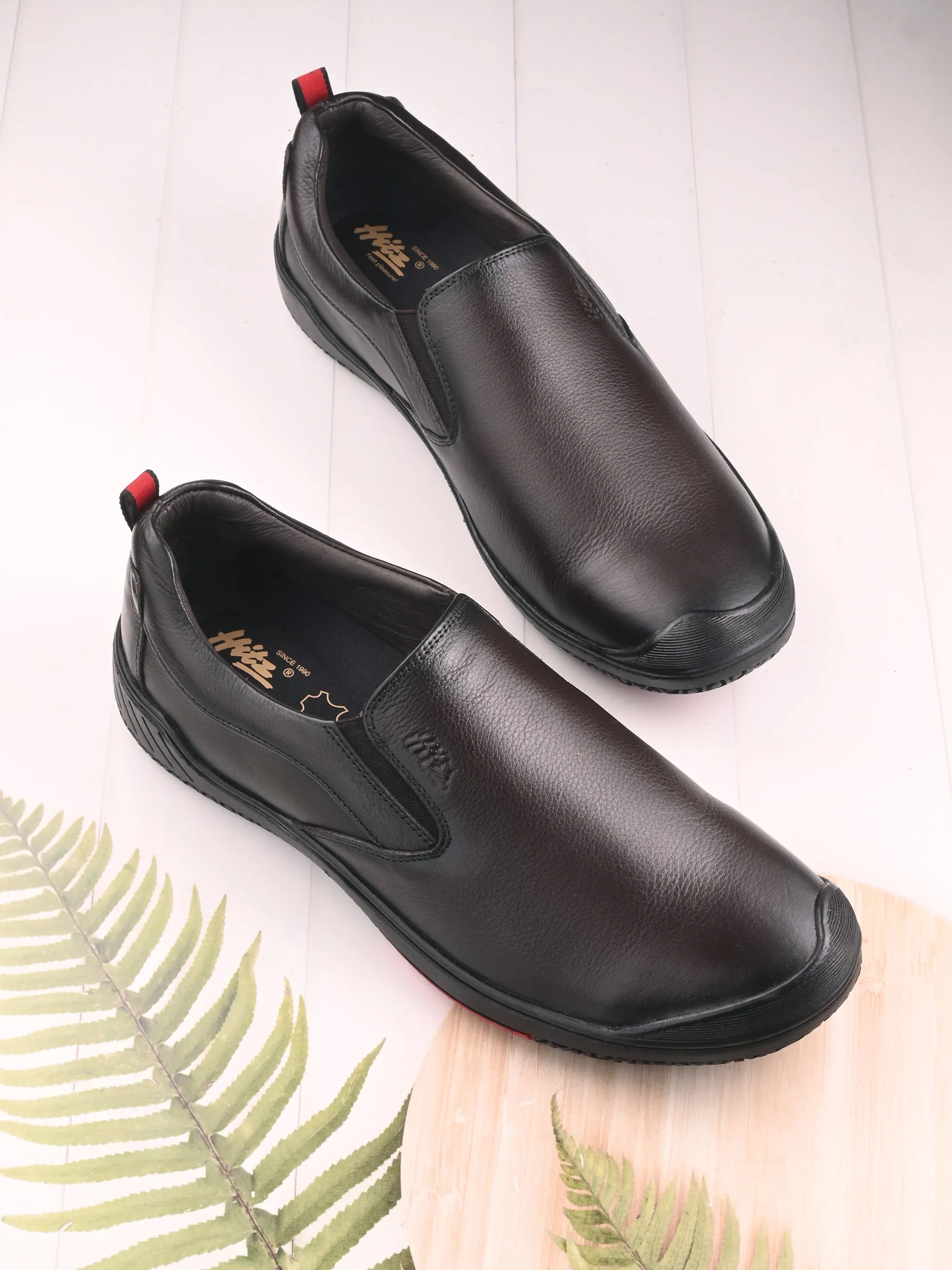 Chaussures formales à enfiler en cuir marron pour hommes Hitz