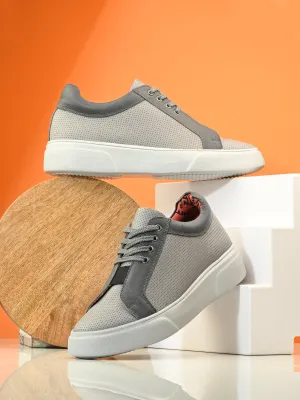 Baskets décontractées à lacets en cuir gris pour hommes Hitz