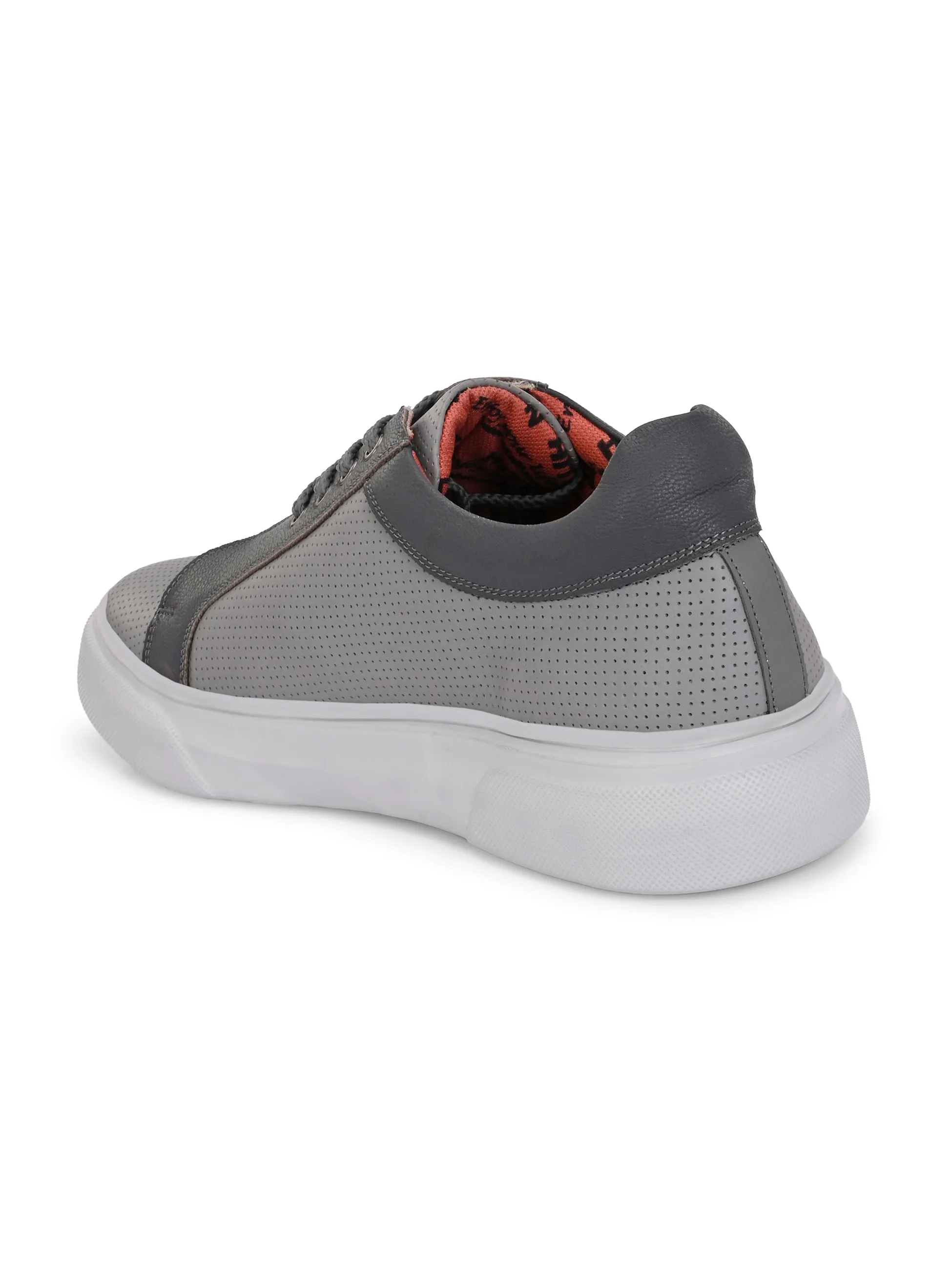 Baskets décontractées à lacets en cuir gris pour hommes Hitz