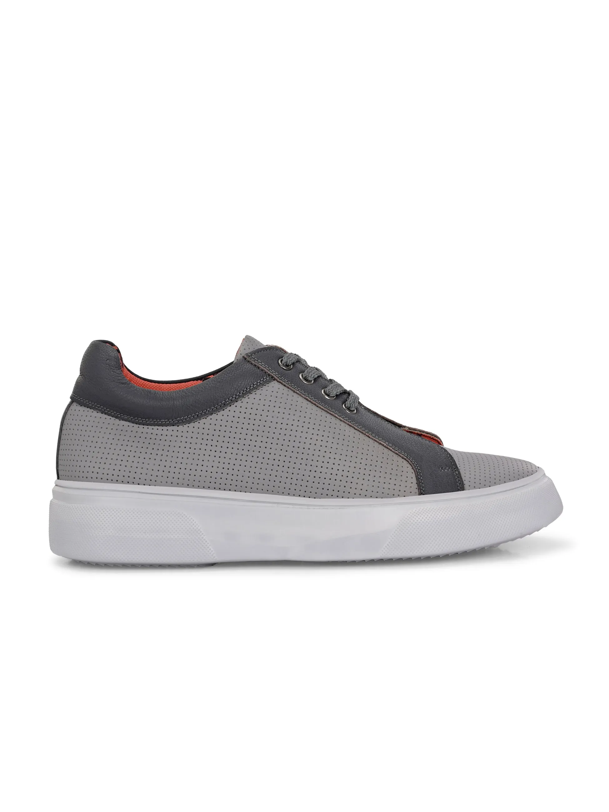Baskets décontractées à lacets en cuir gris pour hommes Hitz