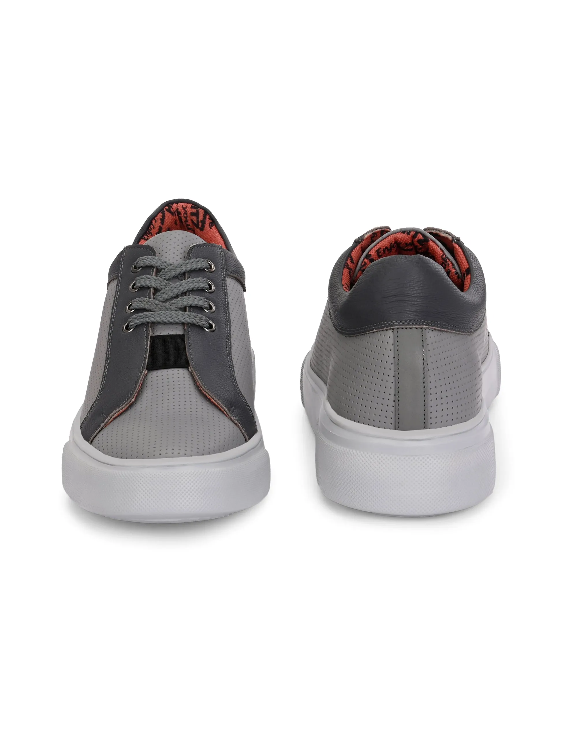 Baskets décontractées à lacets en cuir gris pour hommes Hitz