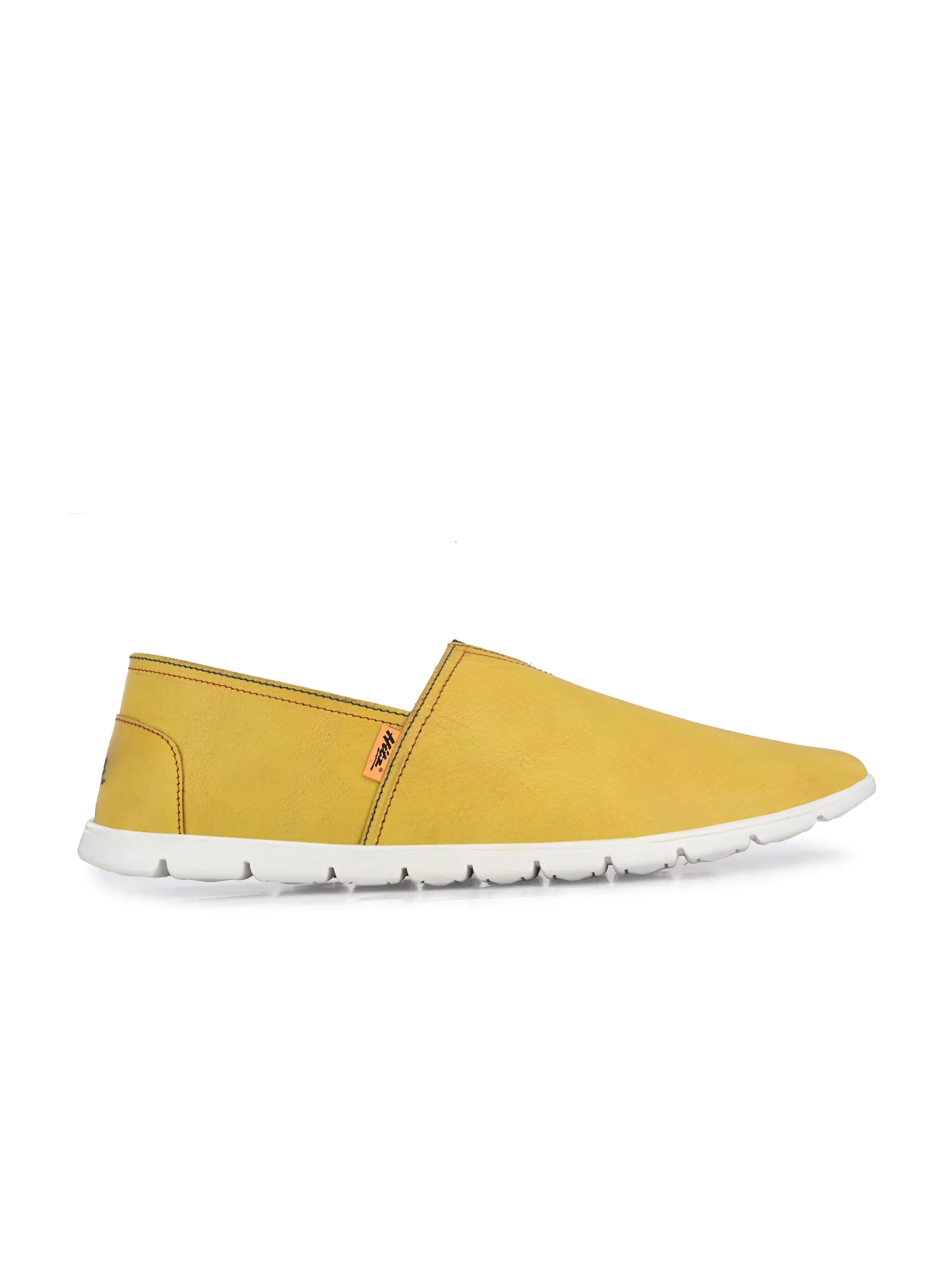 Chaussures décontractées à enfiler en cuir jaune pour hommes Hitz
