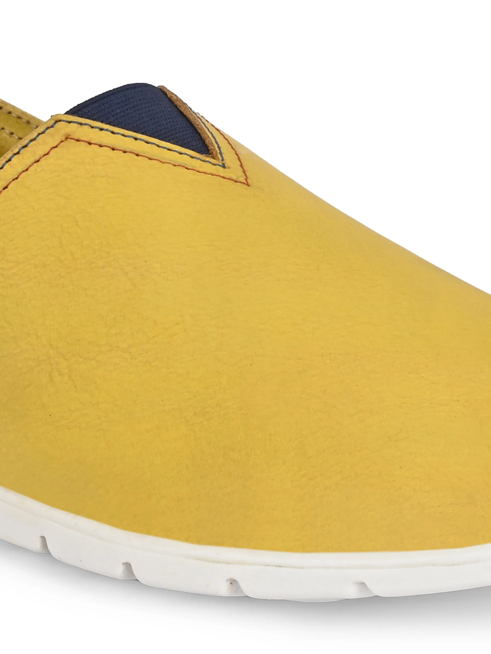 Chaussures décontractées à enfiler en cuir jaune pour hommes Hitz