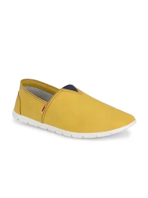 Chaussures décontractées à enfiler en cuir jaune pour hommes Hitz