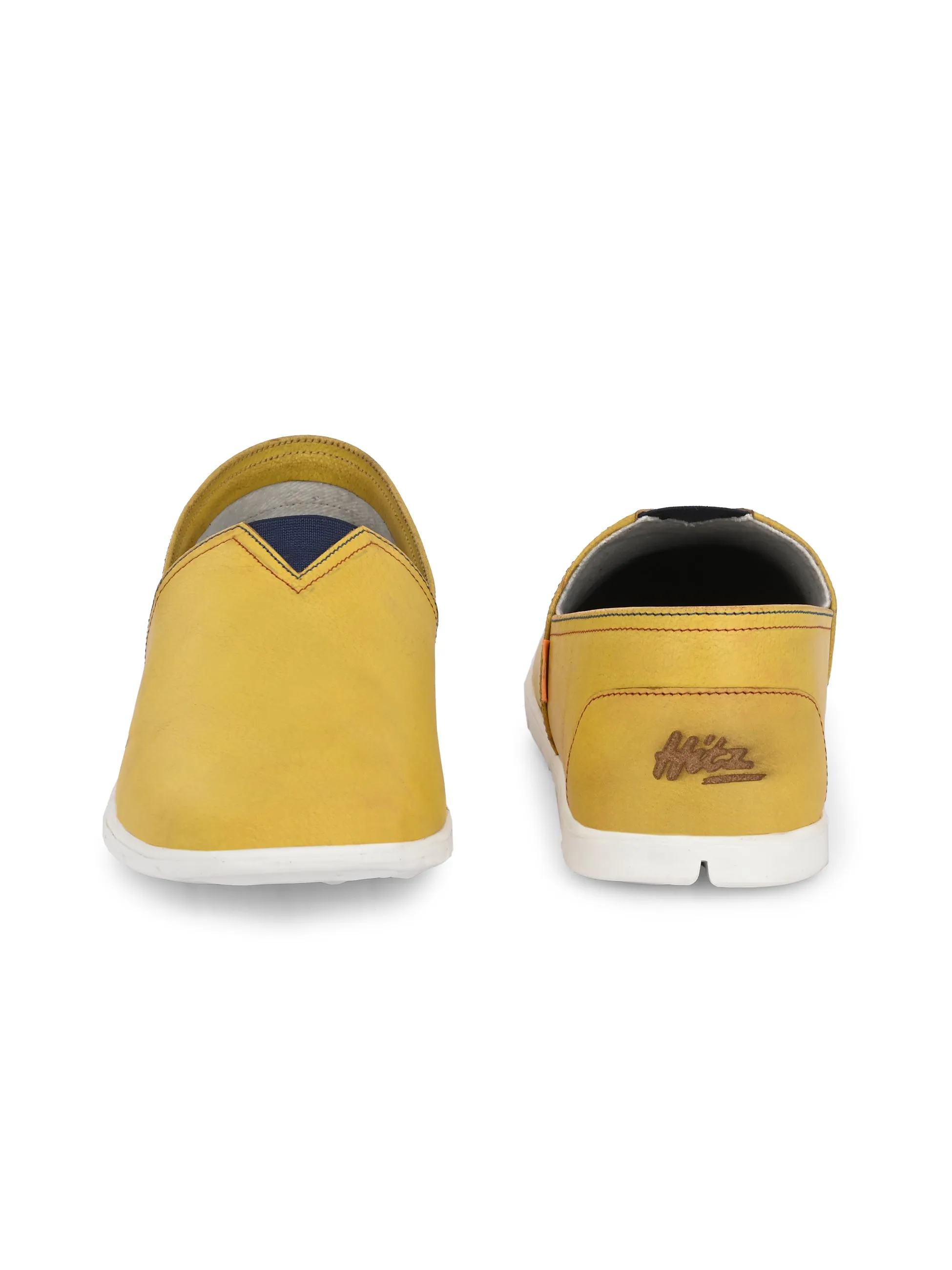 Chaussures décontractées à enfiler en cuir jaune pour hommes Hitz