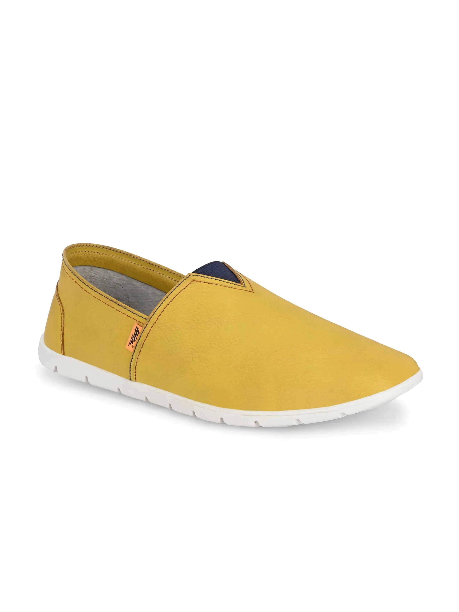 Chaussures décontractées à enfiler en cuir jaune pour hommes Hitz