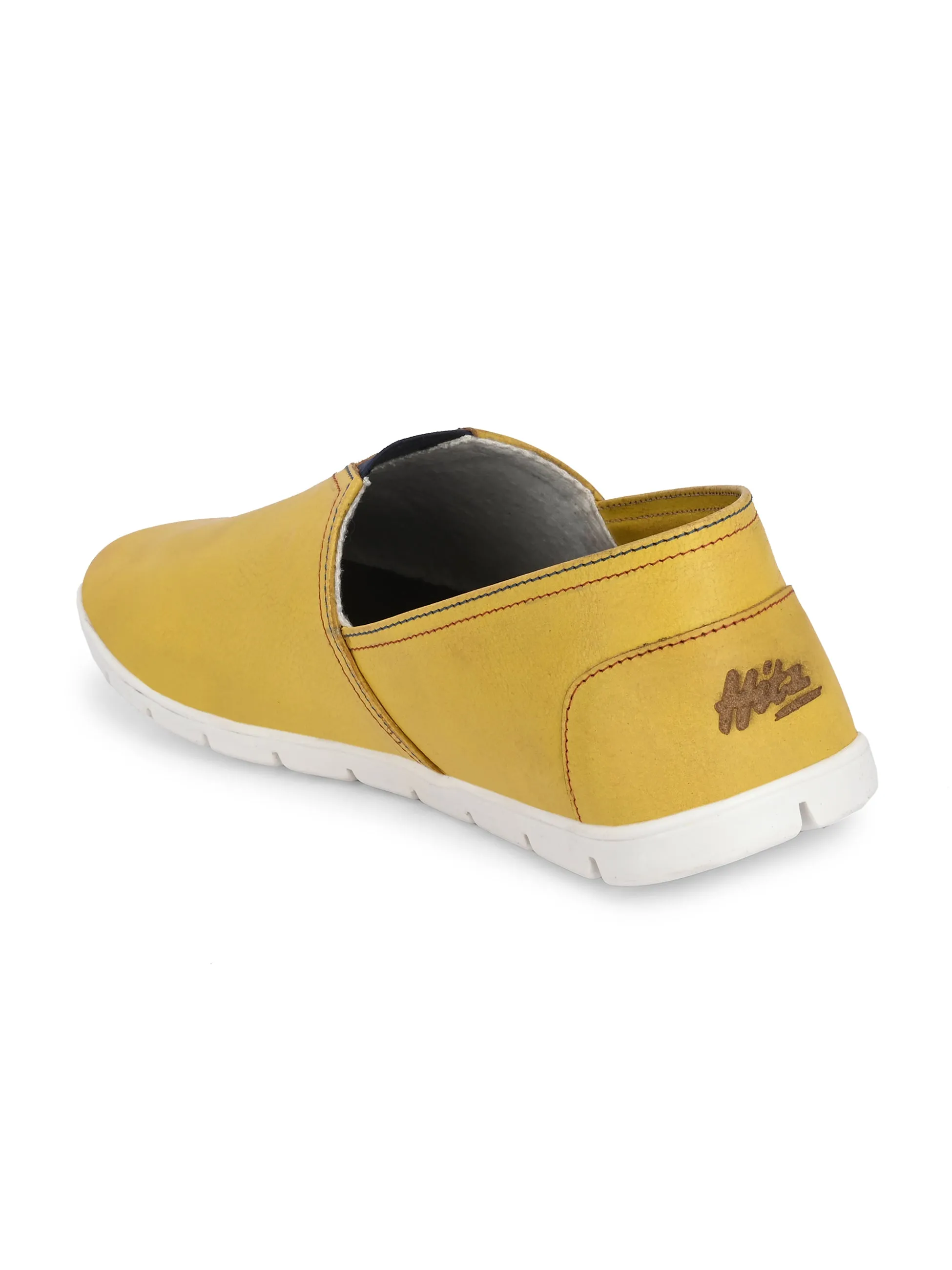 Chaussures décontractées à enfiler en cuir jaune pour hommes Hitz