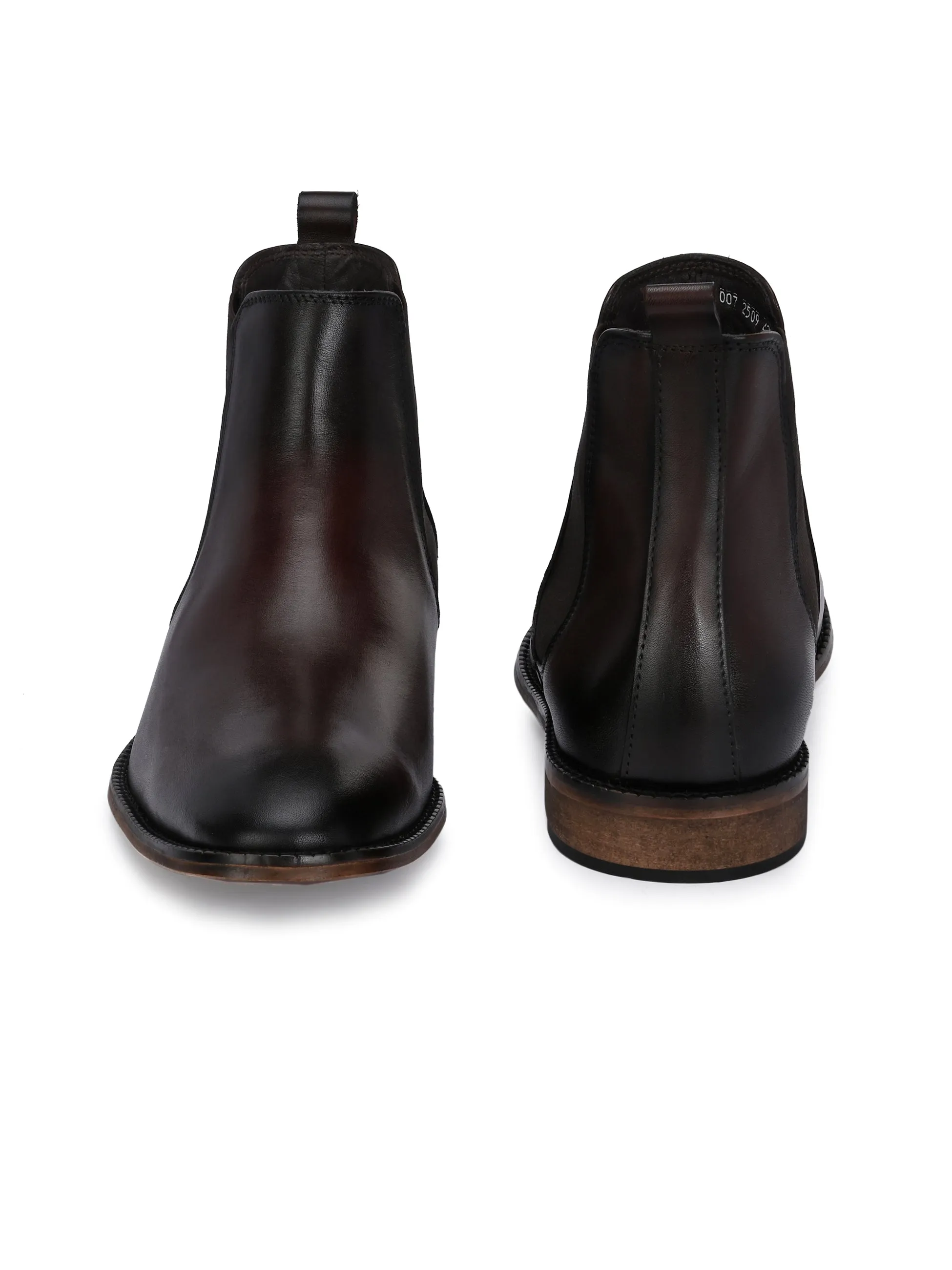 HITZ7121 Bottes Chelsea décontractées en cuir marron pour hommes
