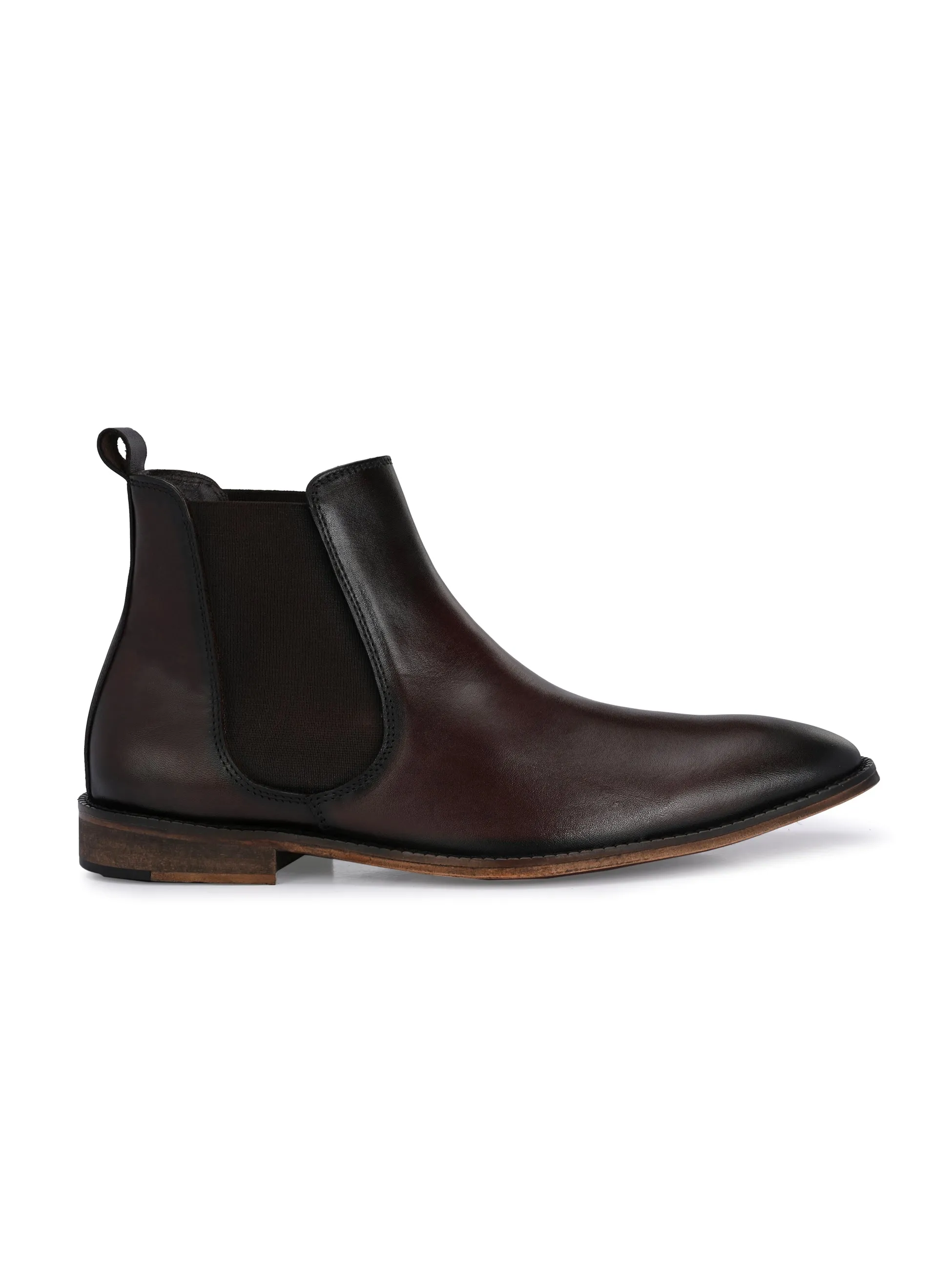 HITZ7121 Bottes Chelsea décontractées en cuir marron pour hommes