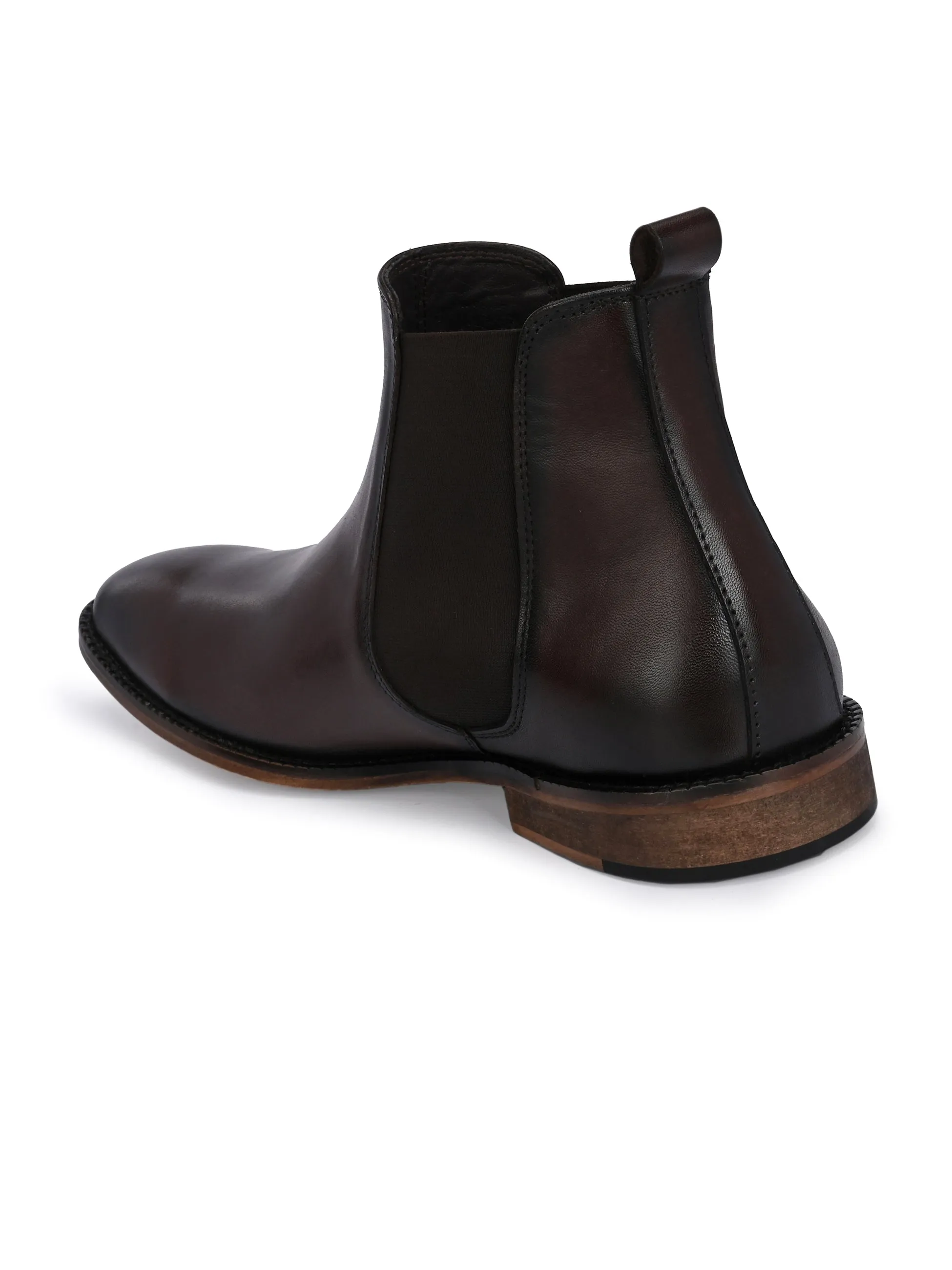 HITZ7121 Bottes Chelsea décontractées en cuir marron pour hommes