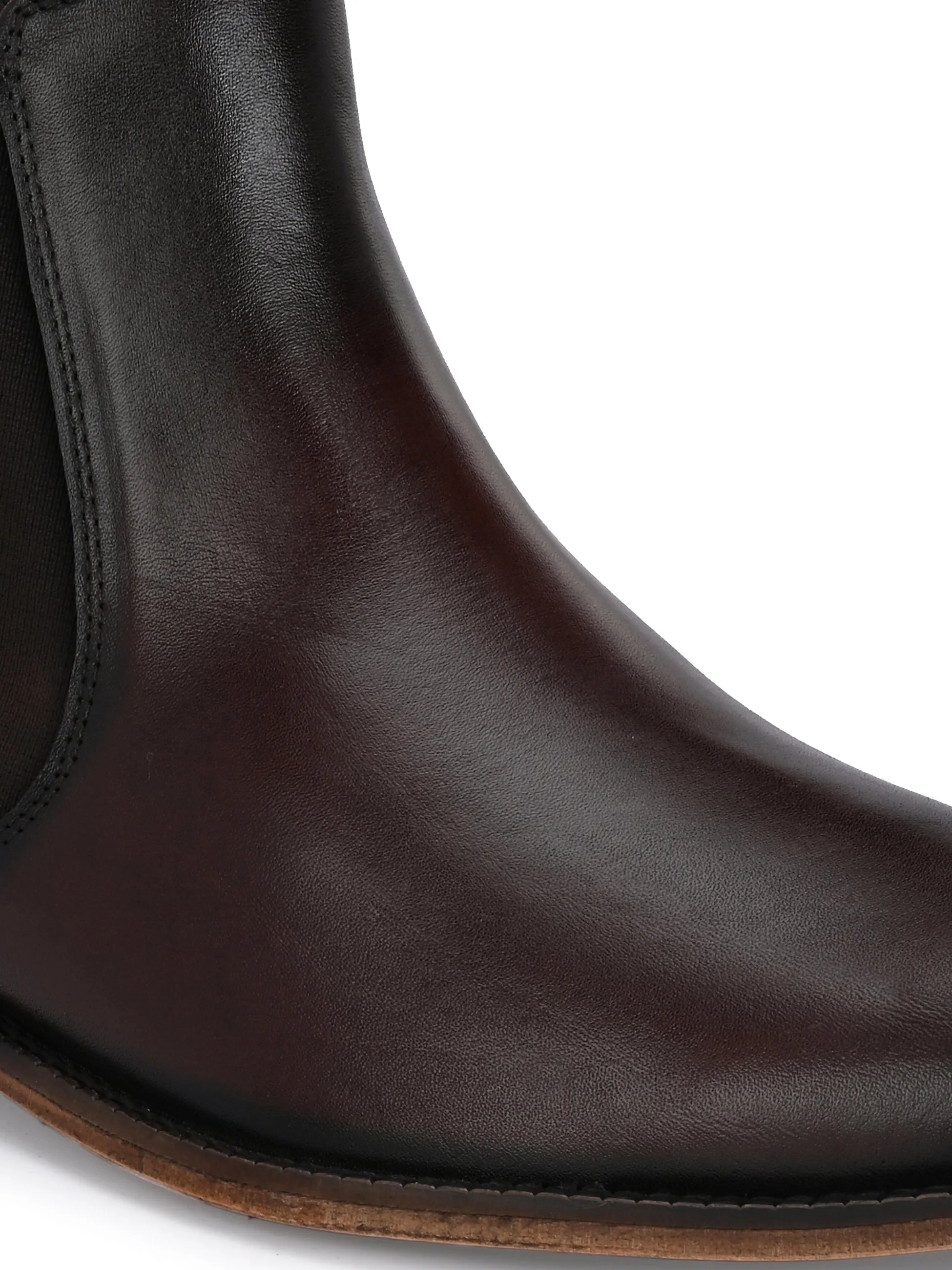 HITZ7121 Bottes Chelsea décontractées en cuir marron pour hommes