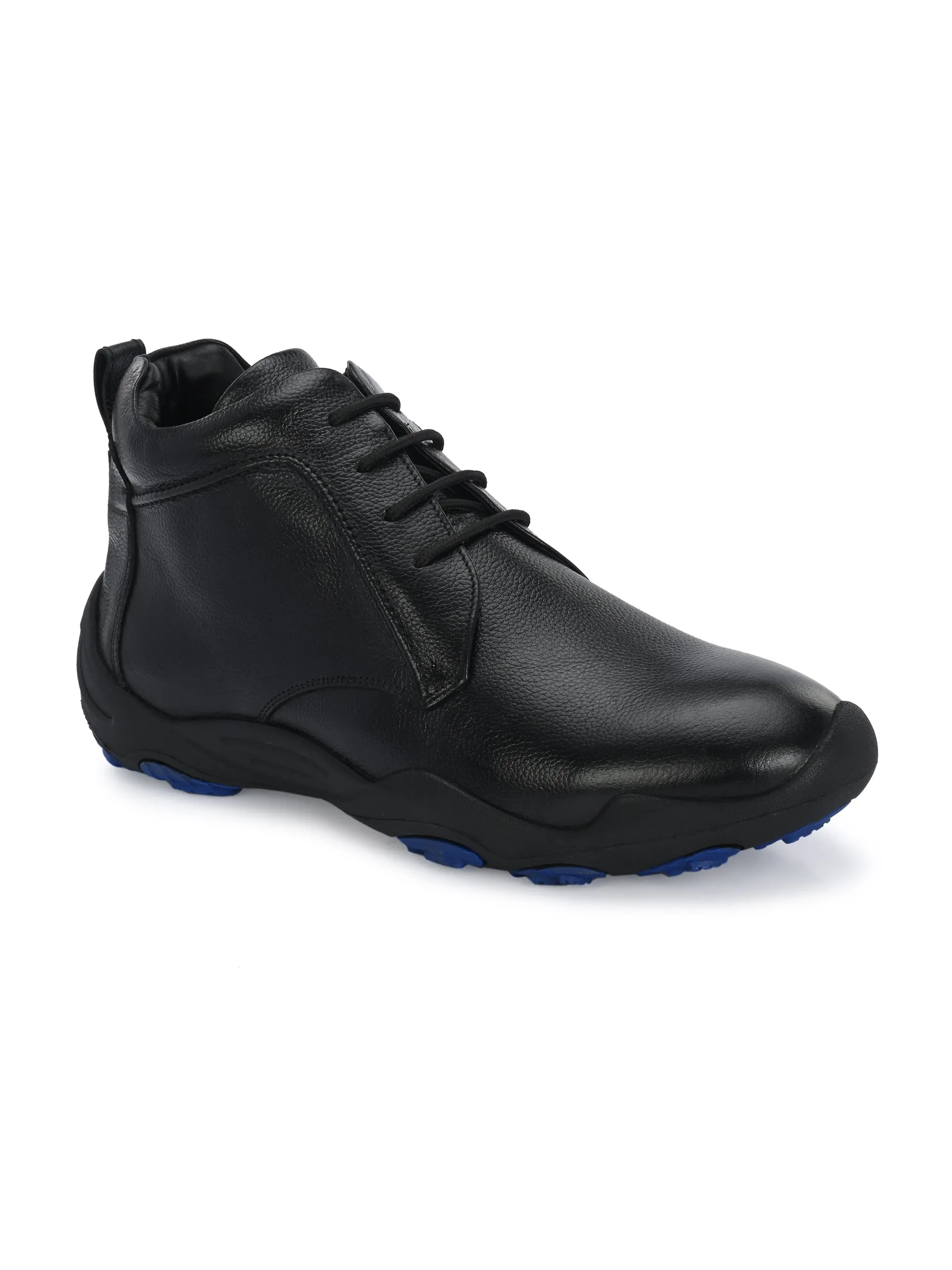 HITZG_51 - Bottes décontractées en cuir noir pour hommes