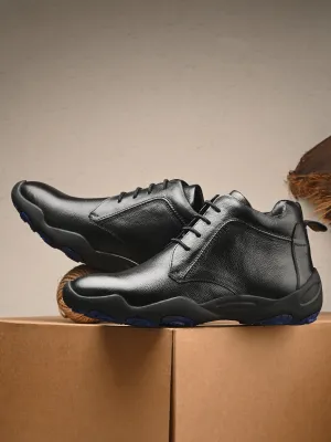 HITZG_51 - Bottes décontractées en cuir noir pour hommes