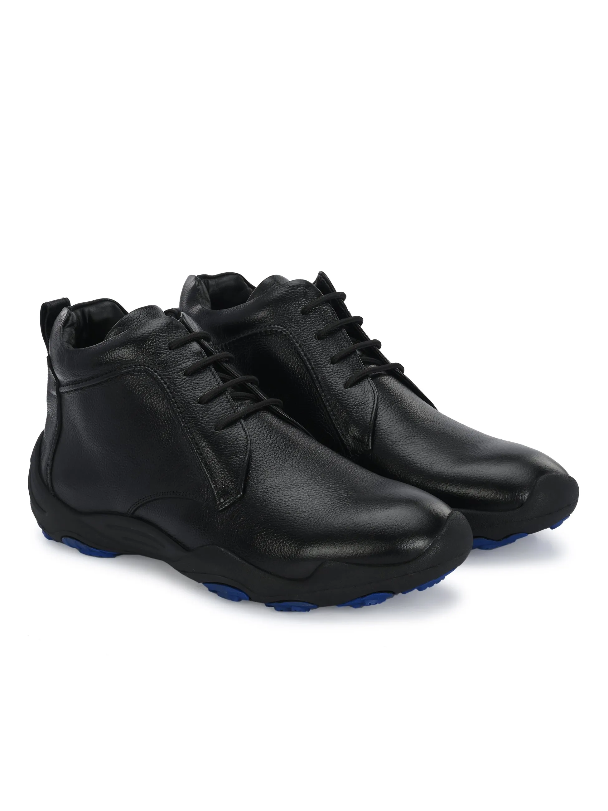 HITZG_51 - Bottes décontractées en cuir noir pour hommes