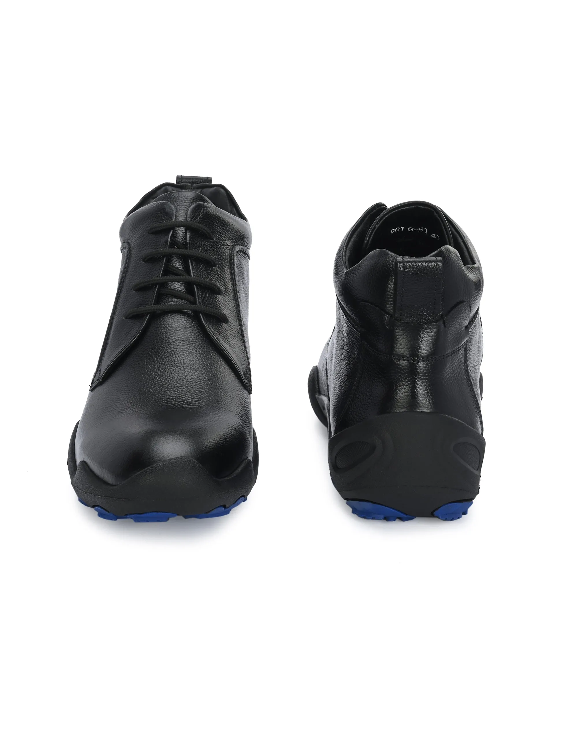 HITZG_51 - Bottes décontractées en cuir noir pour hommes