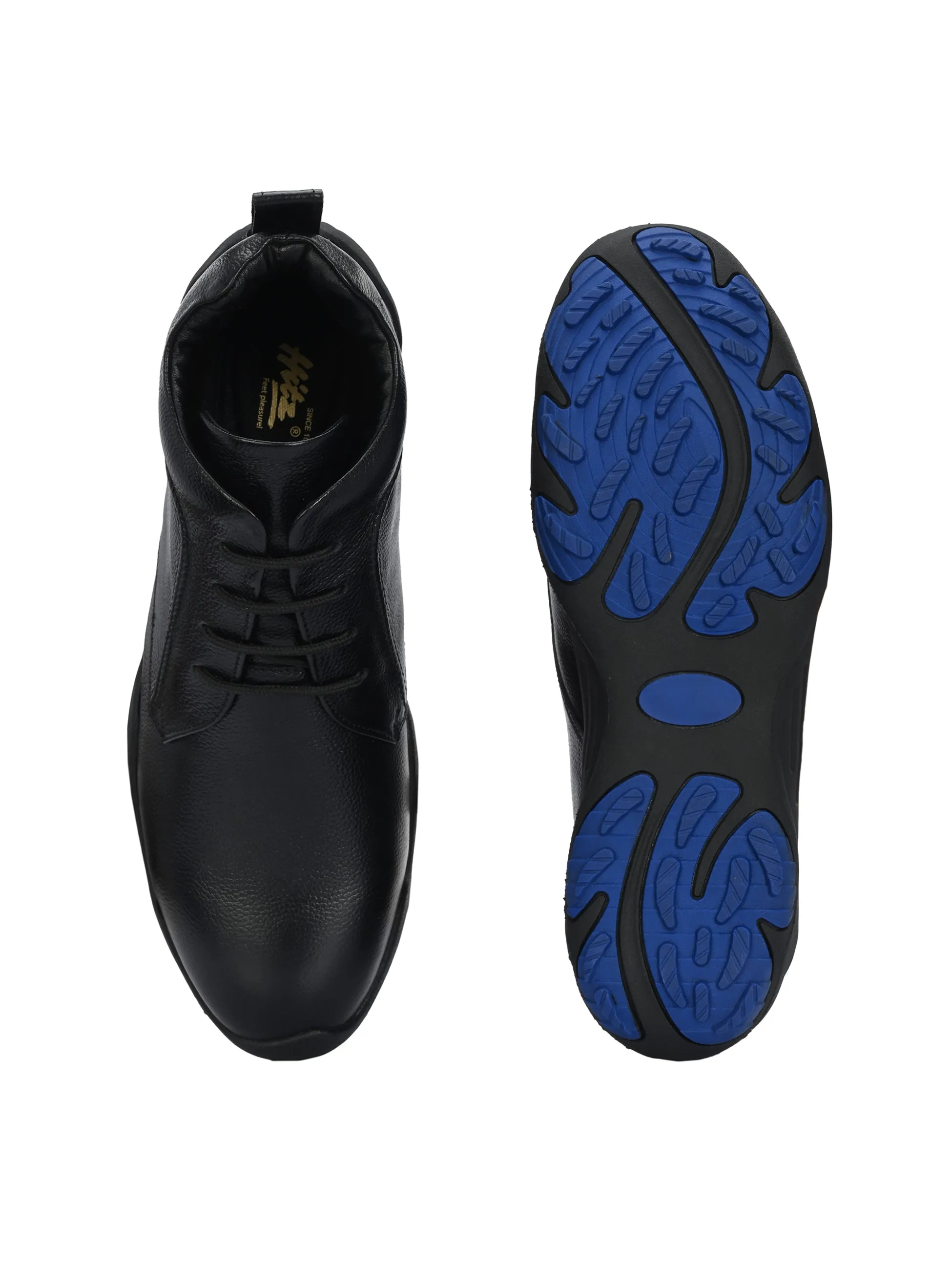 HITZG_51 - Bottes décontractées en cuir noir pour hommes
