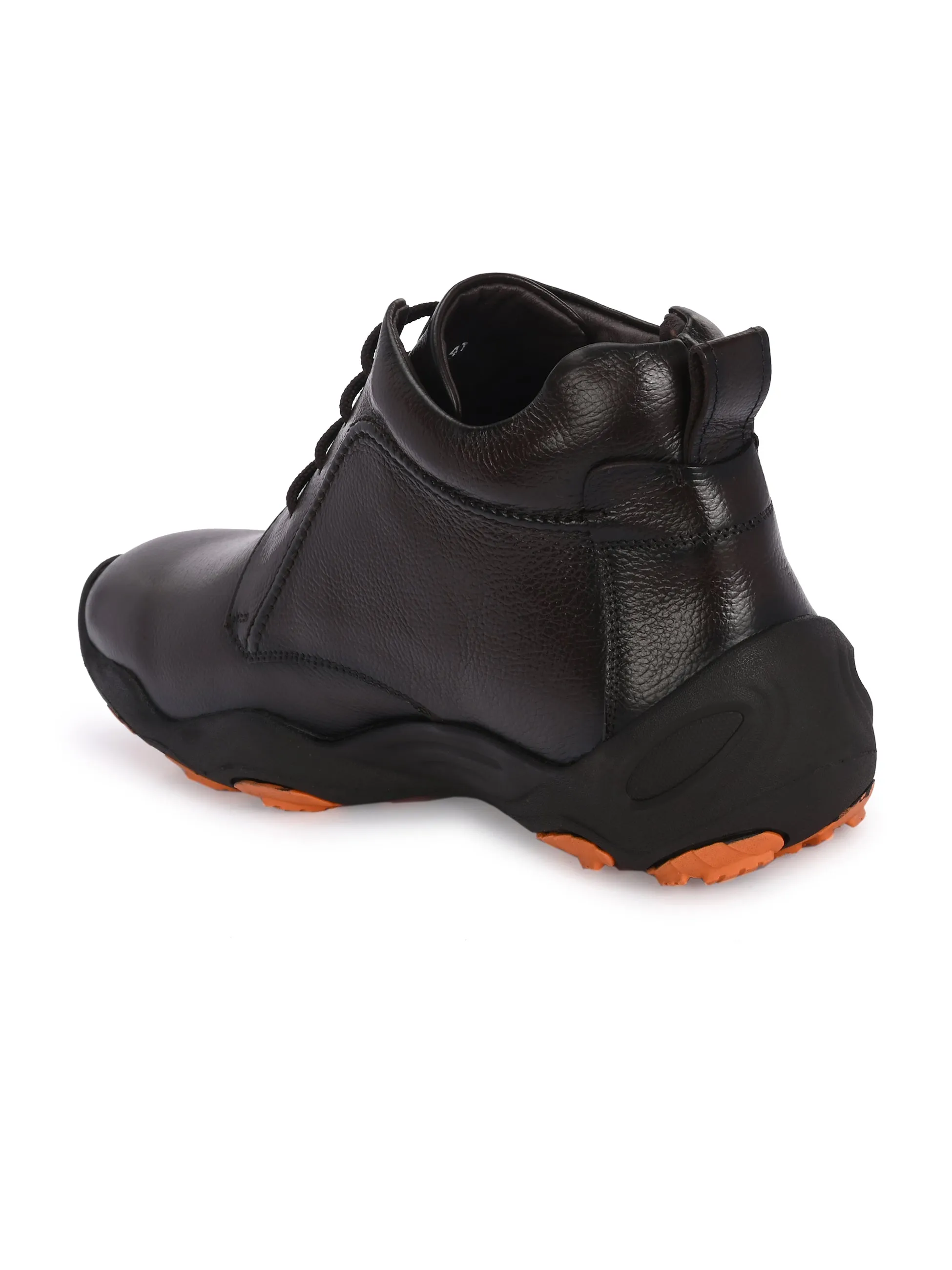 HITZG_51 - Bottes décontractées en cuir marron pour hommes