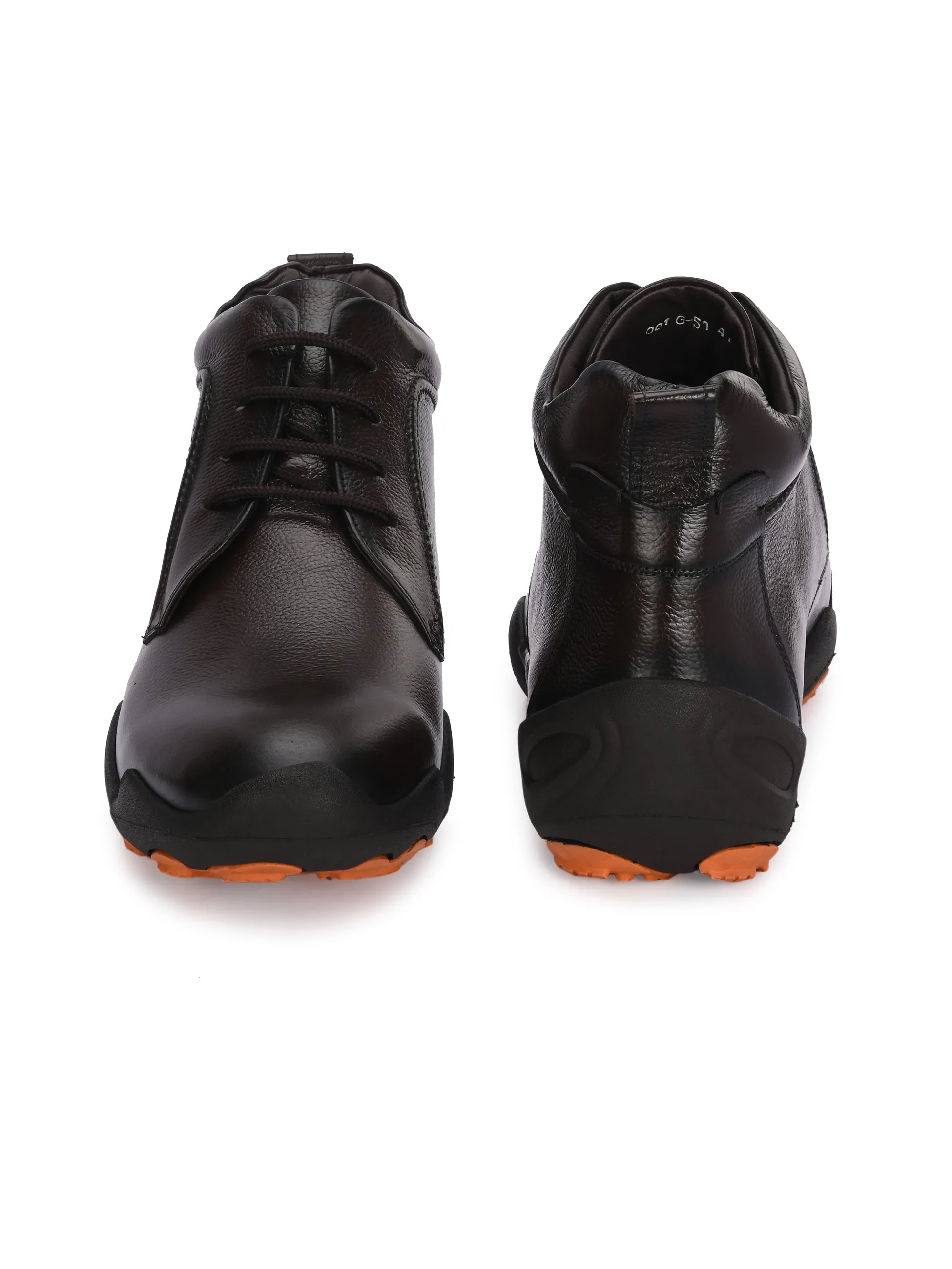 HITZG_51 - Bottes décontractées en cuir marron pour hommes
