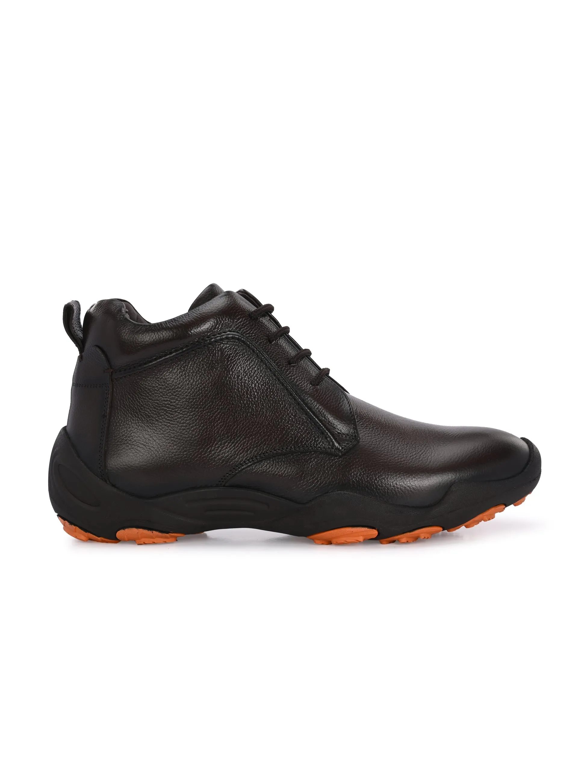 HITZG_51 - Bottes décontractées en cuir marron pour hommes