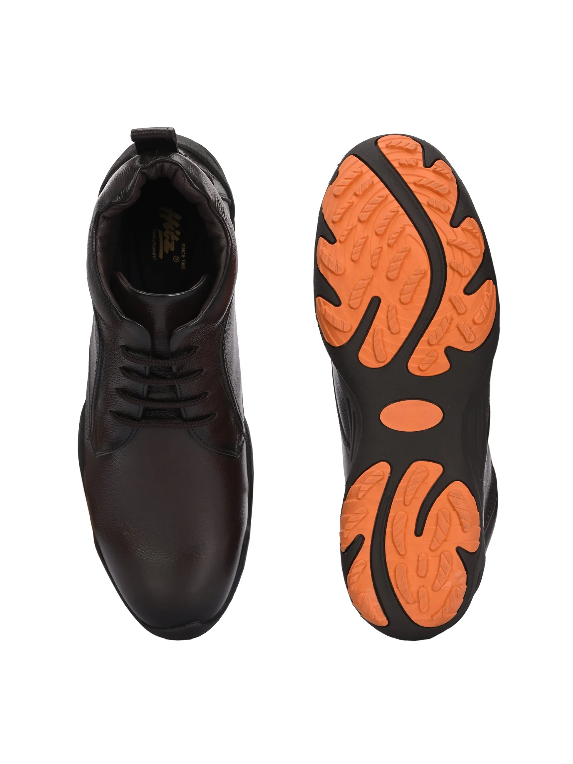 HITZG_51 - Bottes décontractées en cuir marron pour hommes