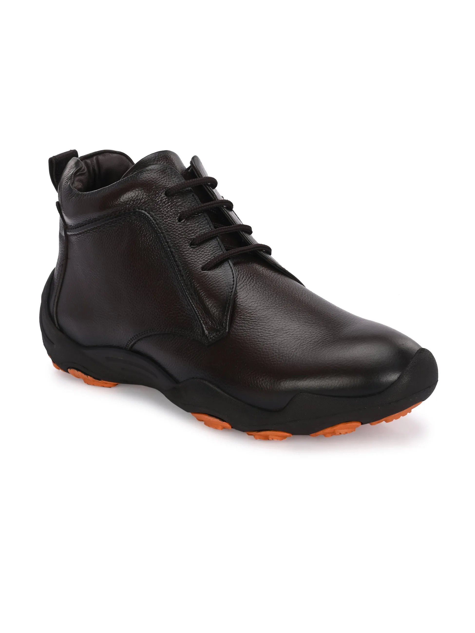 HITZG_51 - Bottes décontractées en cuir marron pour hommes