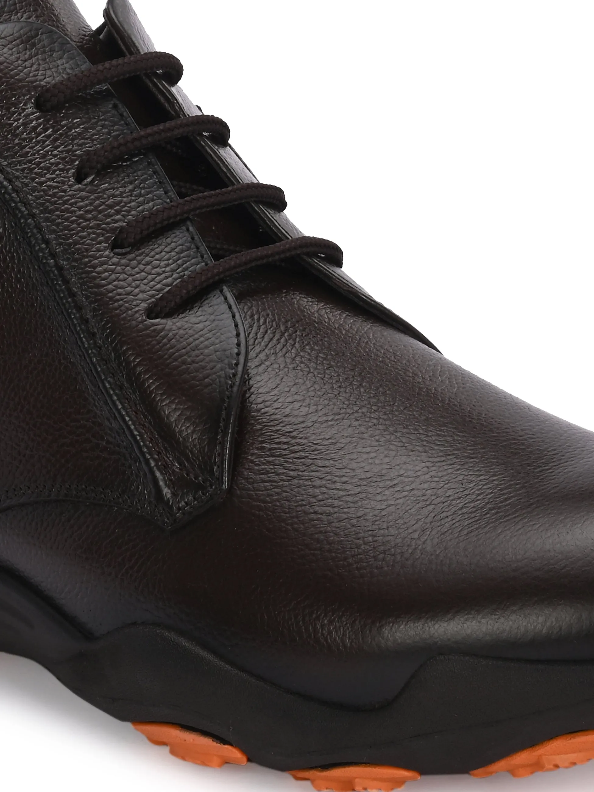 HITZG_51 - Bottes décontractées en cuir marron pour hommes