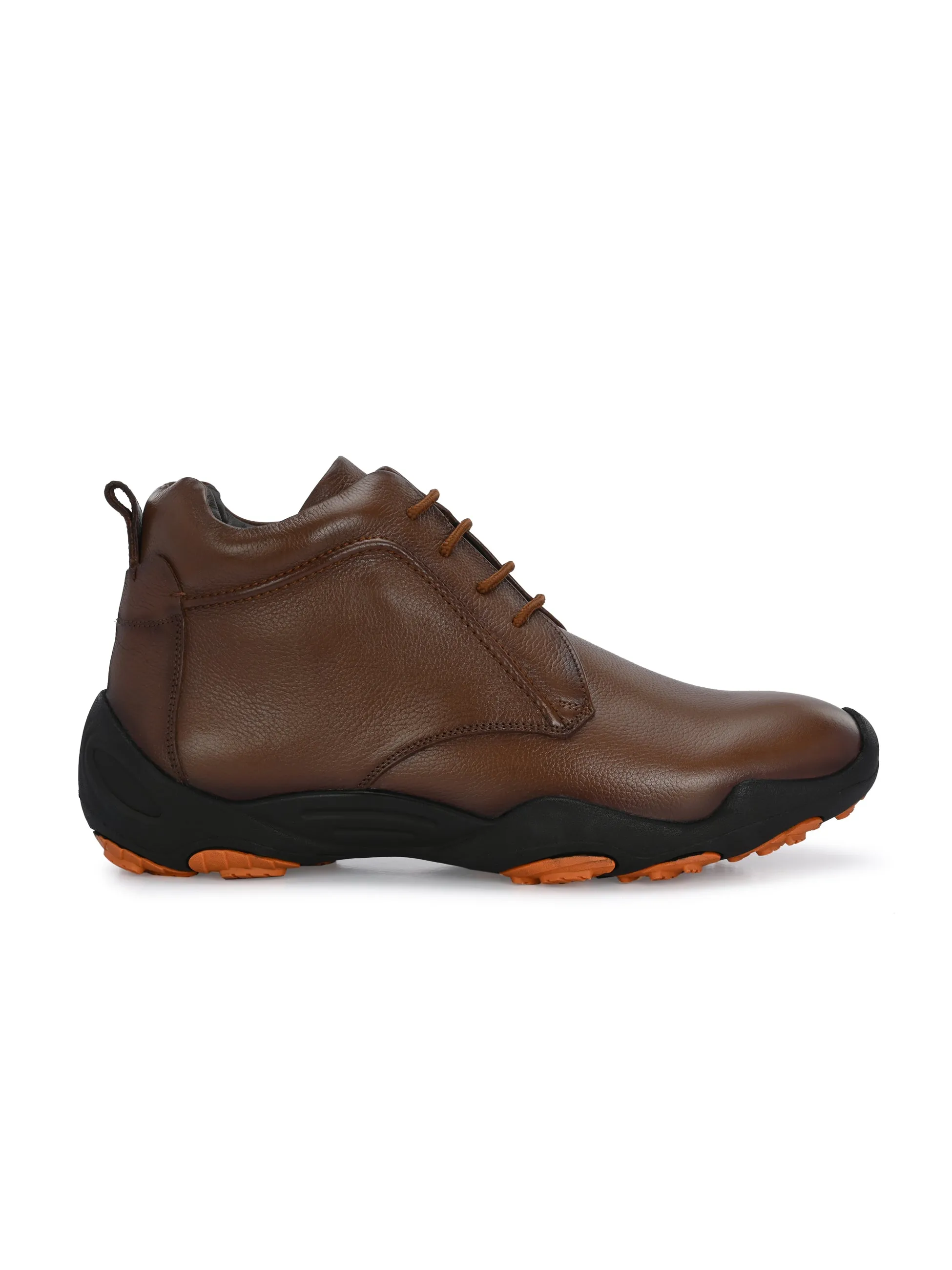 HITZG_51 - Bottes décontractées en cuir marron pour hommes