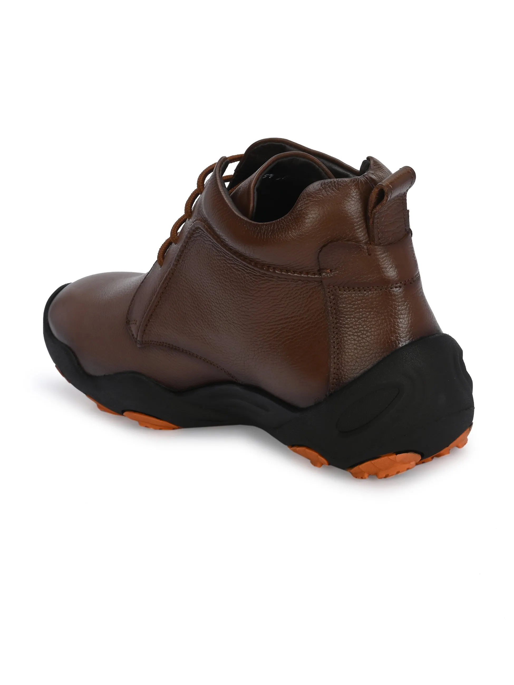 HITZG_51 - Bottes décontractées en cuir marron pour hommes