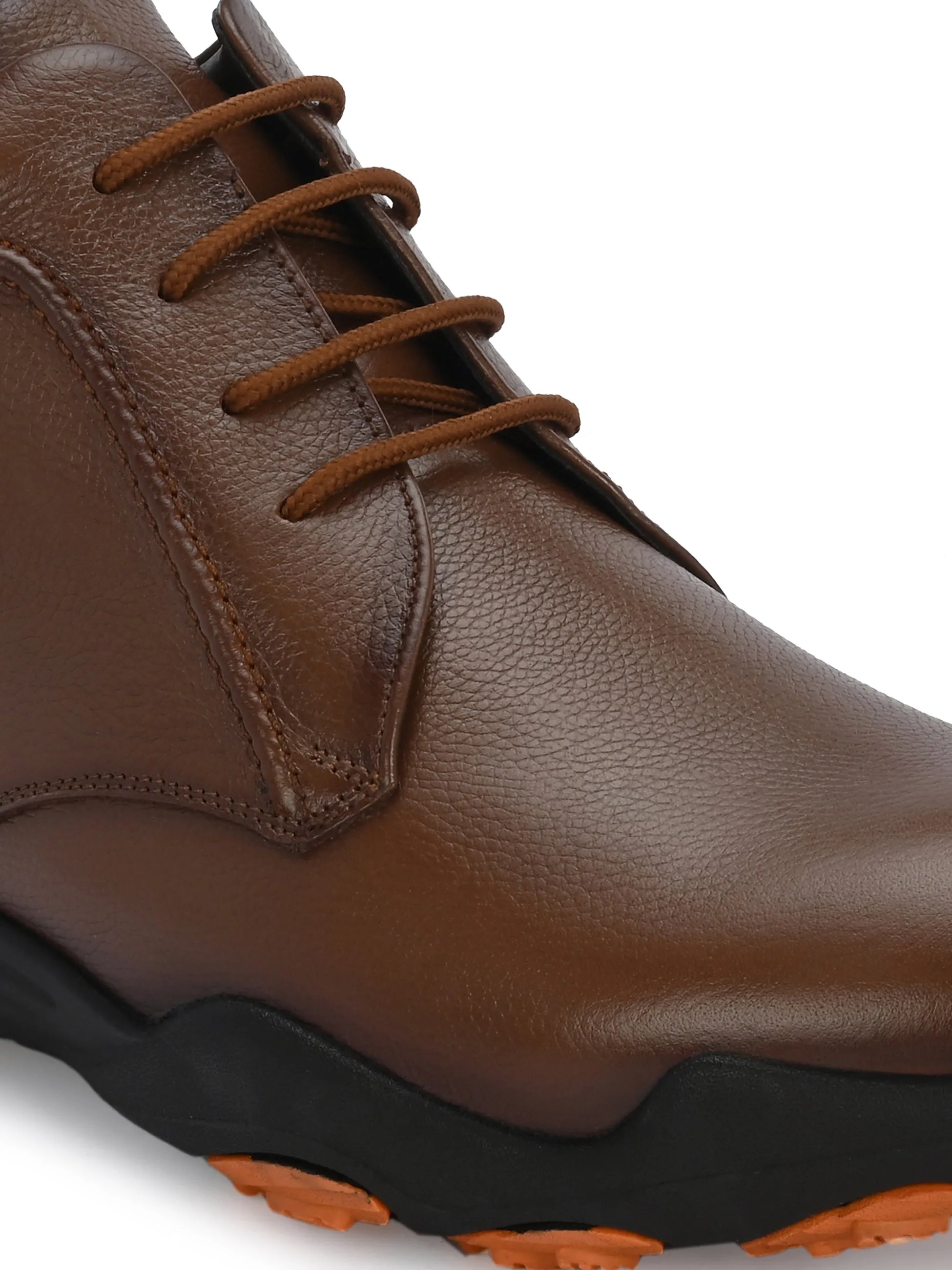 HITZG_51 - Bottes décontractées en cuir marron pour hommes